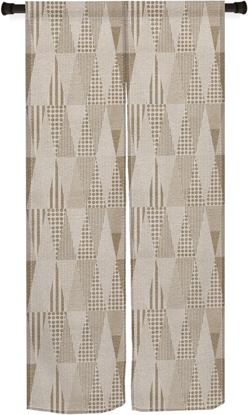 Japanese Noren Door Curtain with Abstract Pattern - 34 x 60 Brown