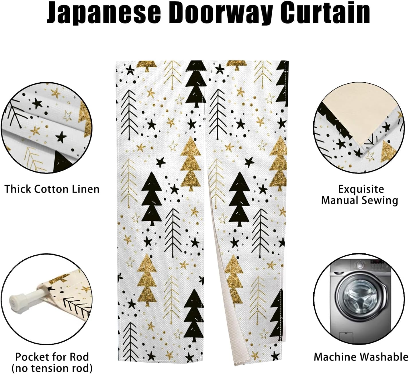 Japanese Noren Door Curtain 34x60 Inches Cotton Linen