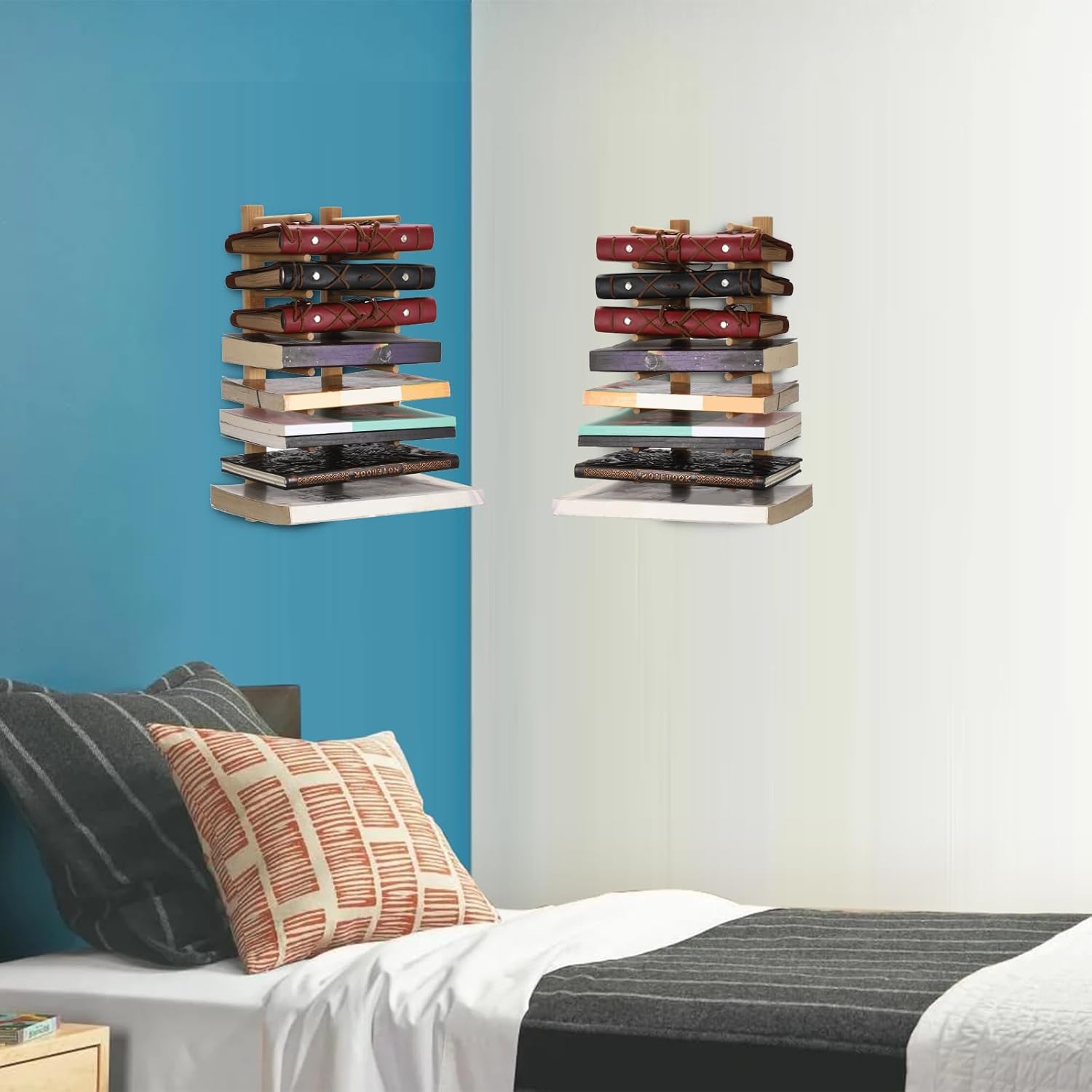 BTSKY 8-Tier Floating Book Shelf for Wall