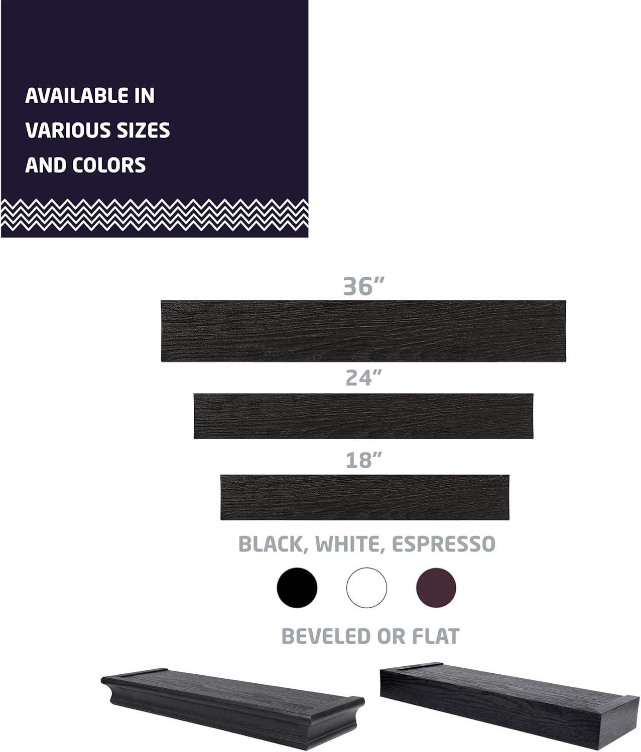 HIGH MIGHTY 18 Inch Floating Shelf 15 Lbs Black