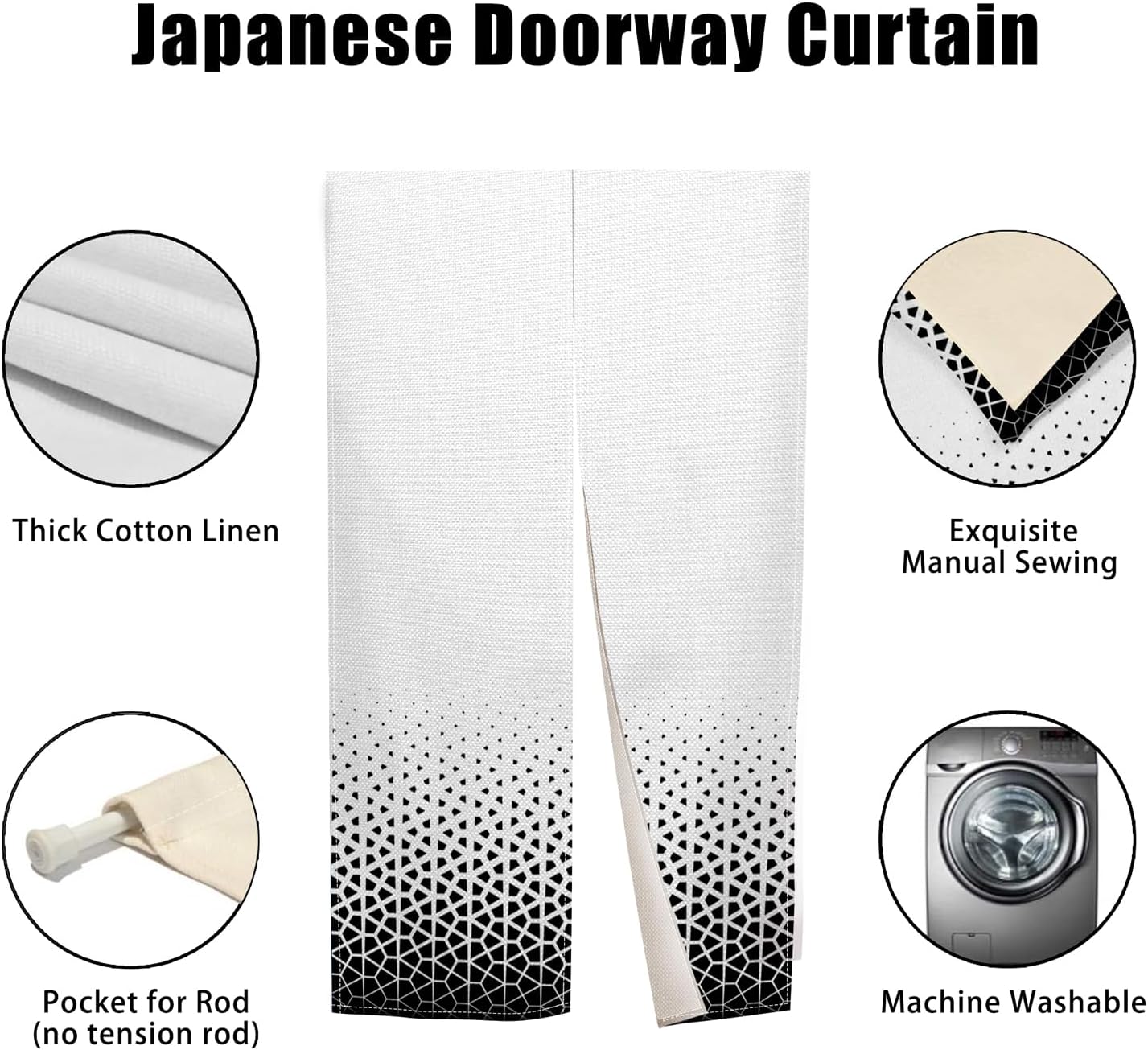Japanese Noren Door Curtain with Abstract Geometric Patterns