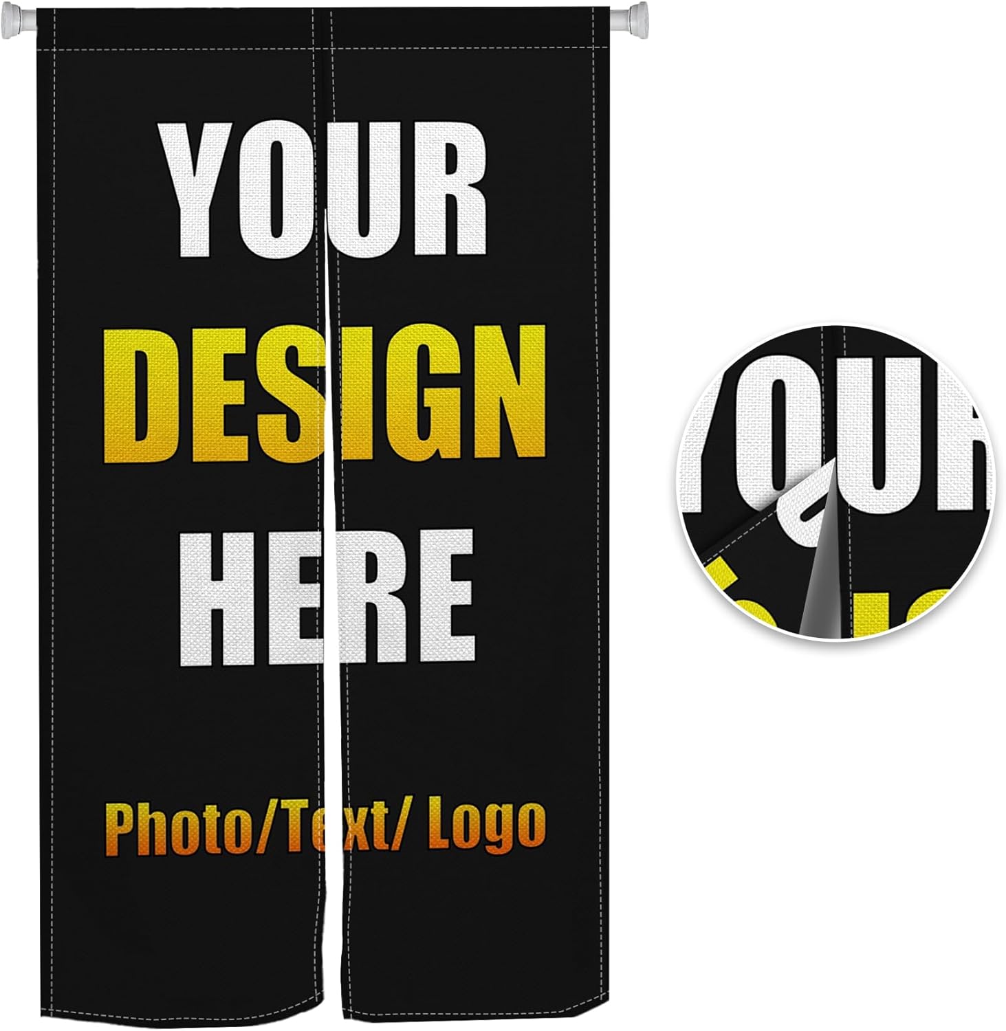 Leowefowa Custom Double Sided Noren Curtain Panel with Photo Text Logo