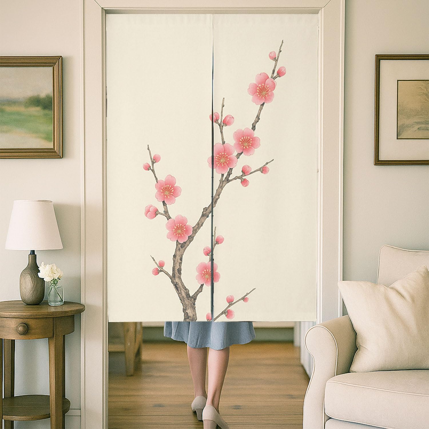 Japanese Floral Door Curtain 335x55 Inch