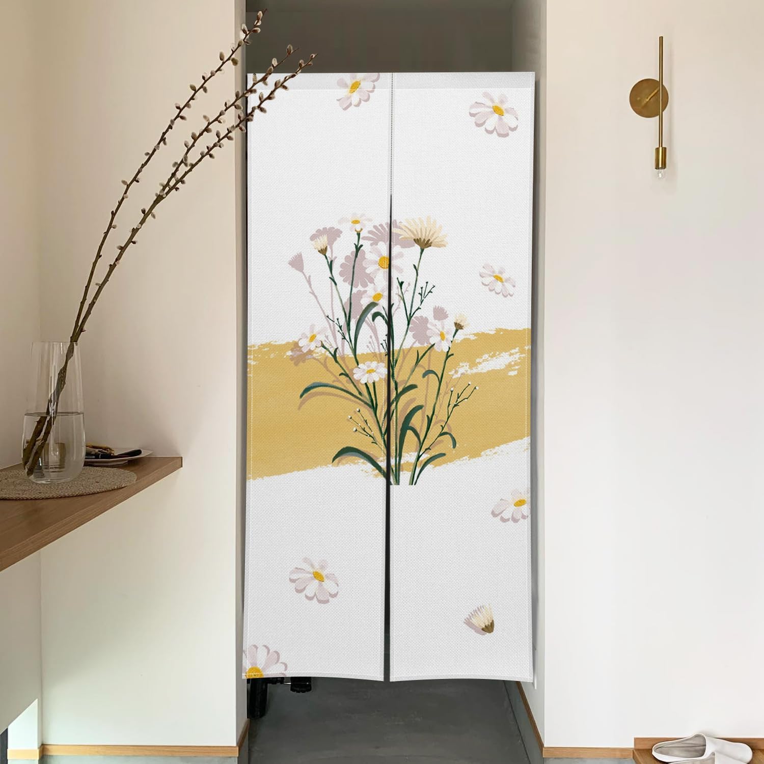 Daisy Flower Japanese Noren Door Curtain 34x60