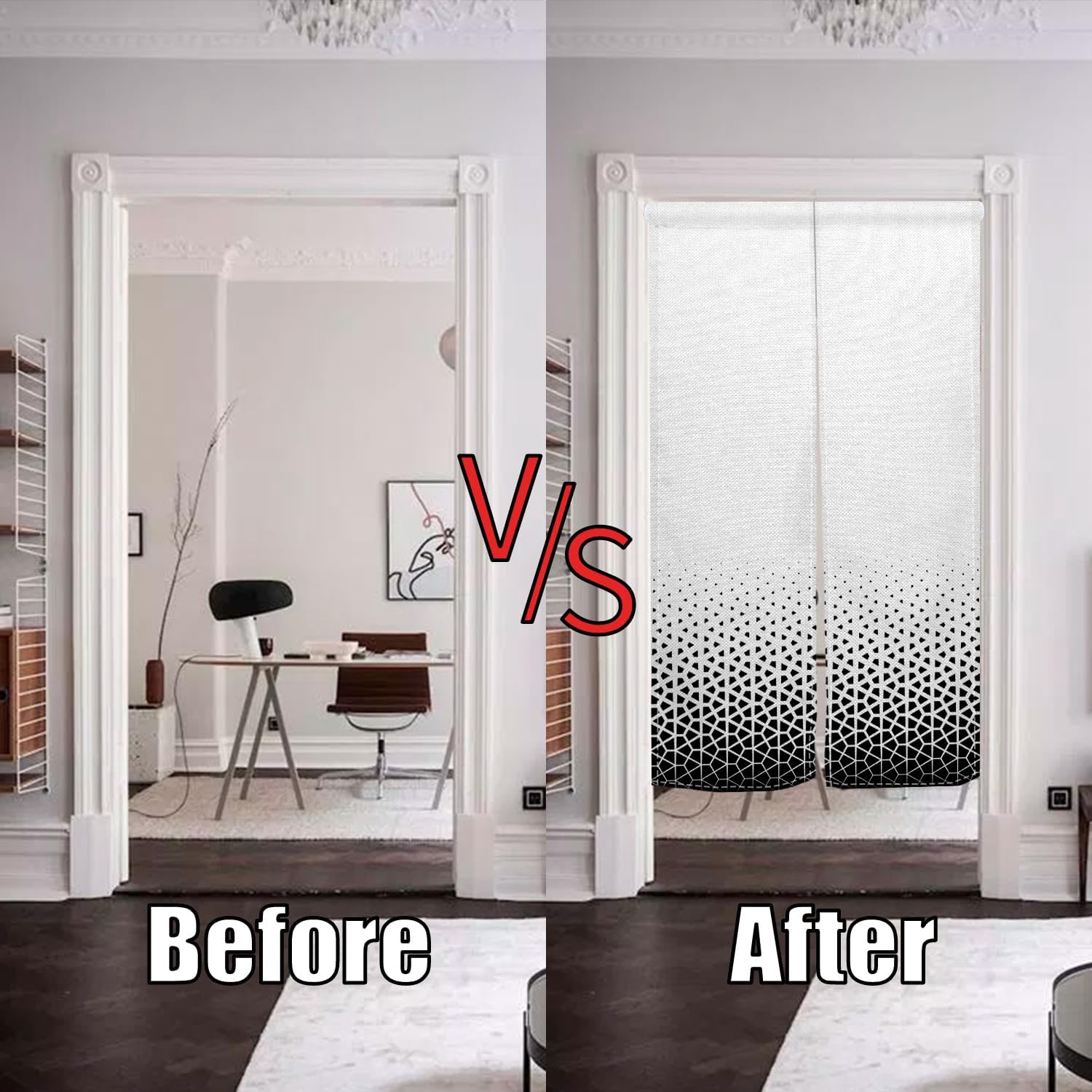 Japanese Noren Door Curtain with Abstract Geometric Patterns