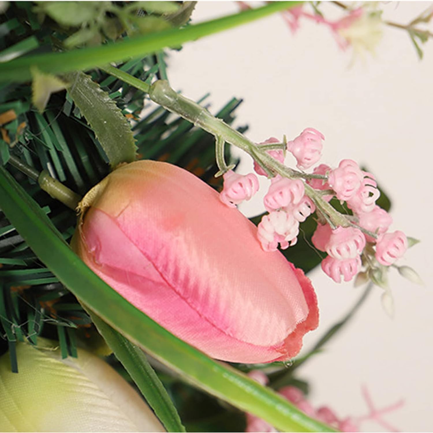 Artificial Tulips Teardrop Wreath for Front Door