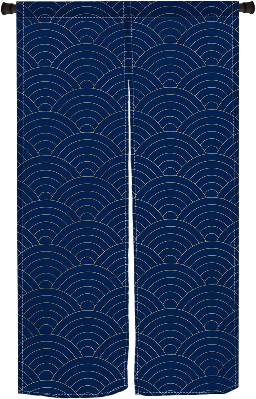 ChloropLastid Japanese Style Door Curtain Pure Blue