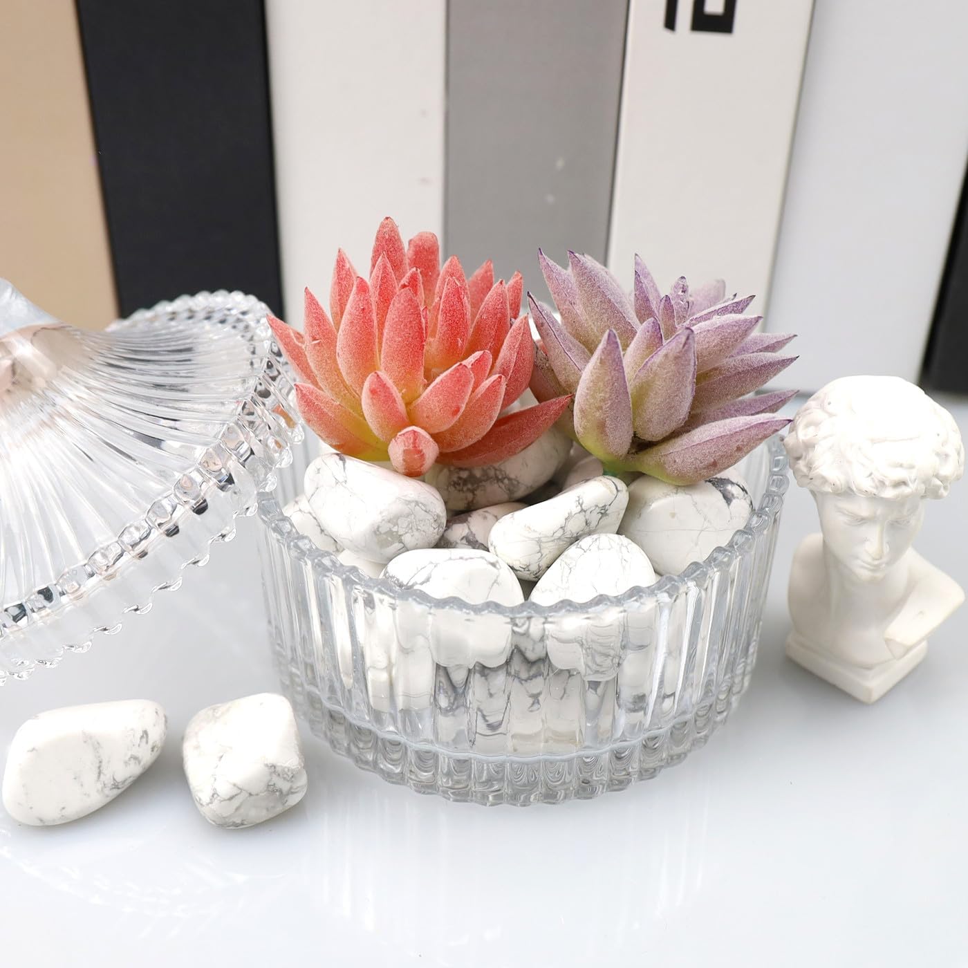 Qinjiejie 09lbs White Howlite Tumbled Stones Set