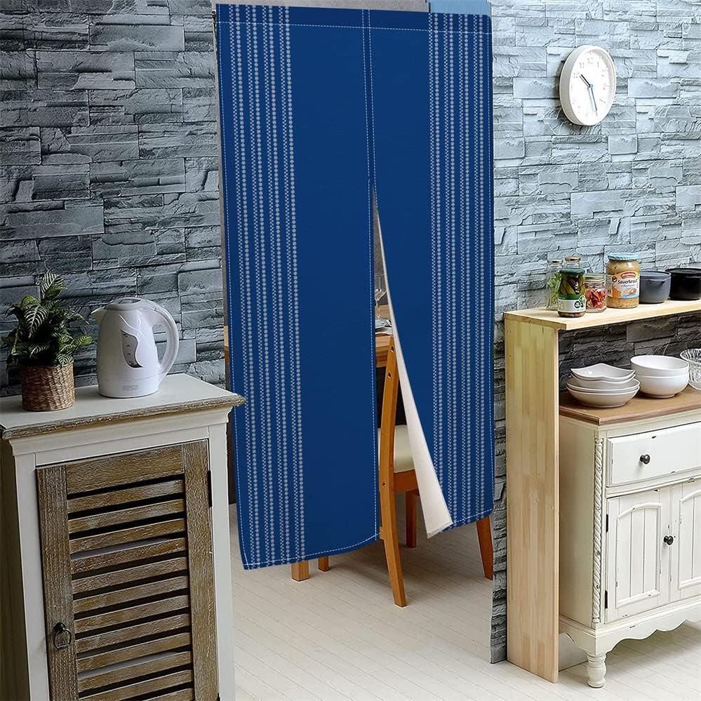 Leowefowa Japanese Noren Door Curtain Panel 335x59 In Royal Blue
