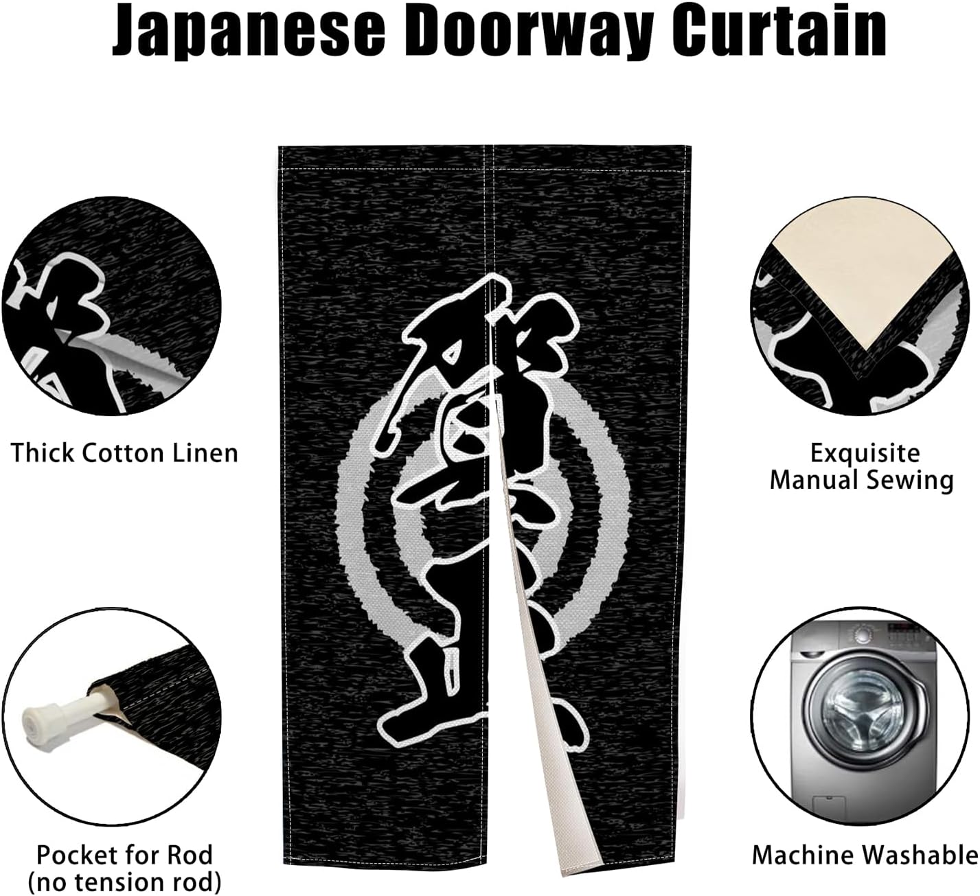 Traditional Japanese Noren Doorway Curtain 34x60 Inches