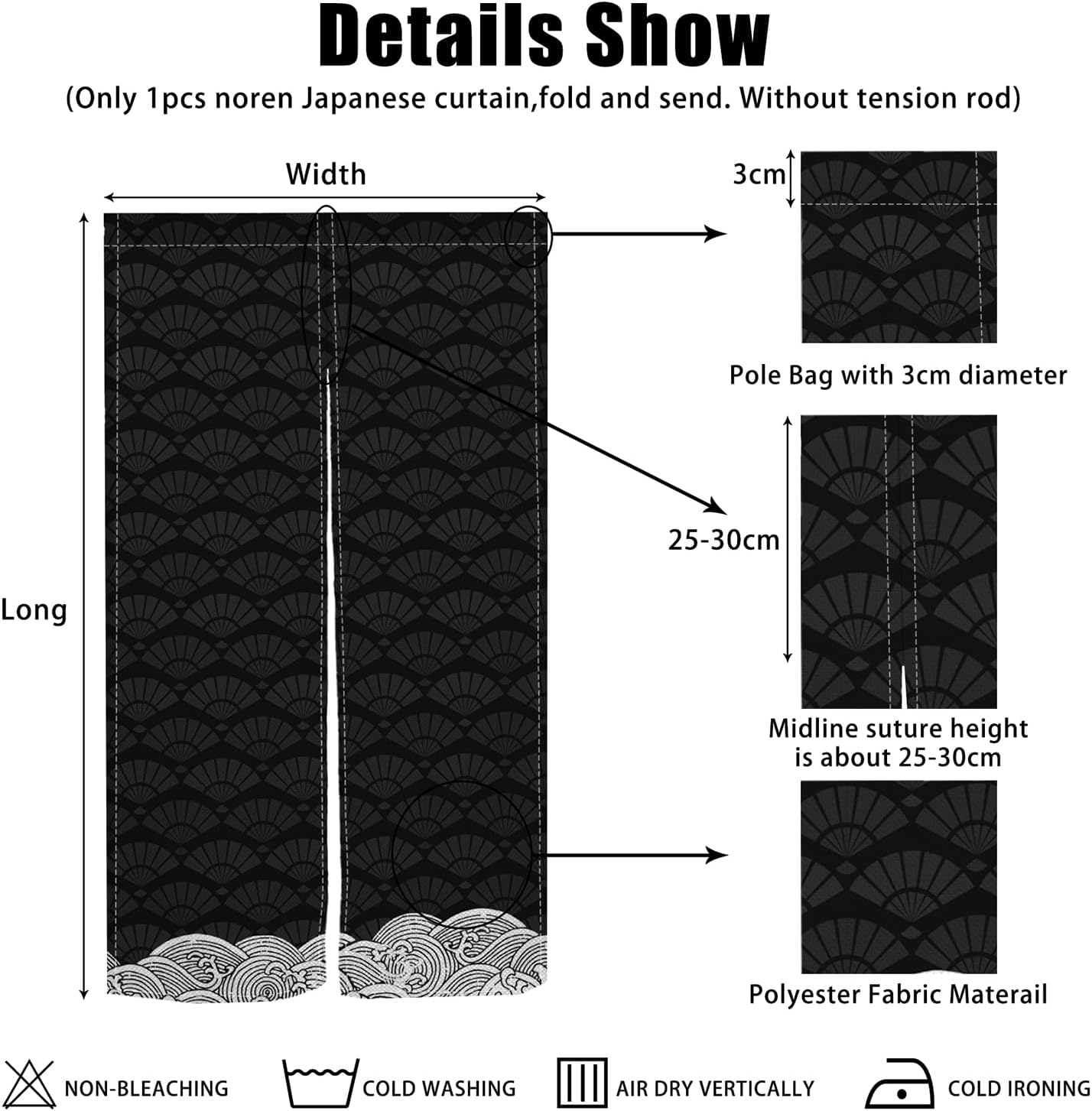 Japanese Noren Door Curtain 34x60 Inch Panel