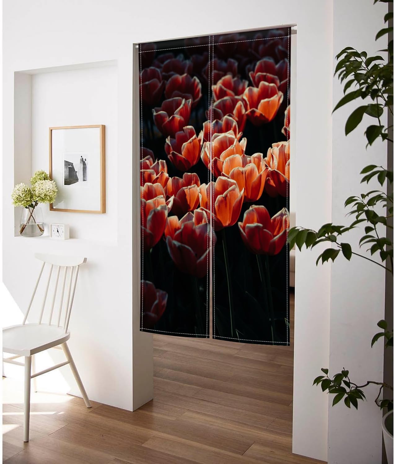 Japanese Noren Door Curtain Floral Panel 34x60