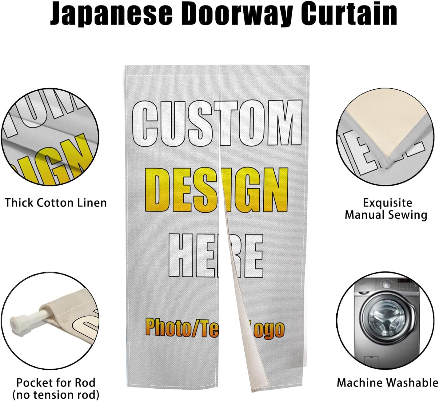 Custom Noren Door Curtain with Photo Text Logo 335 x 472