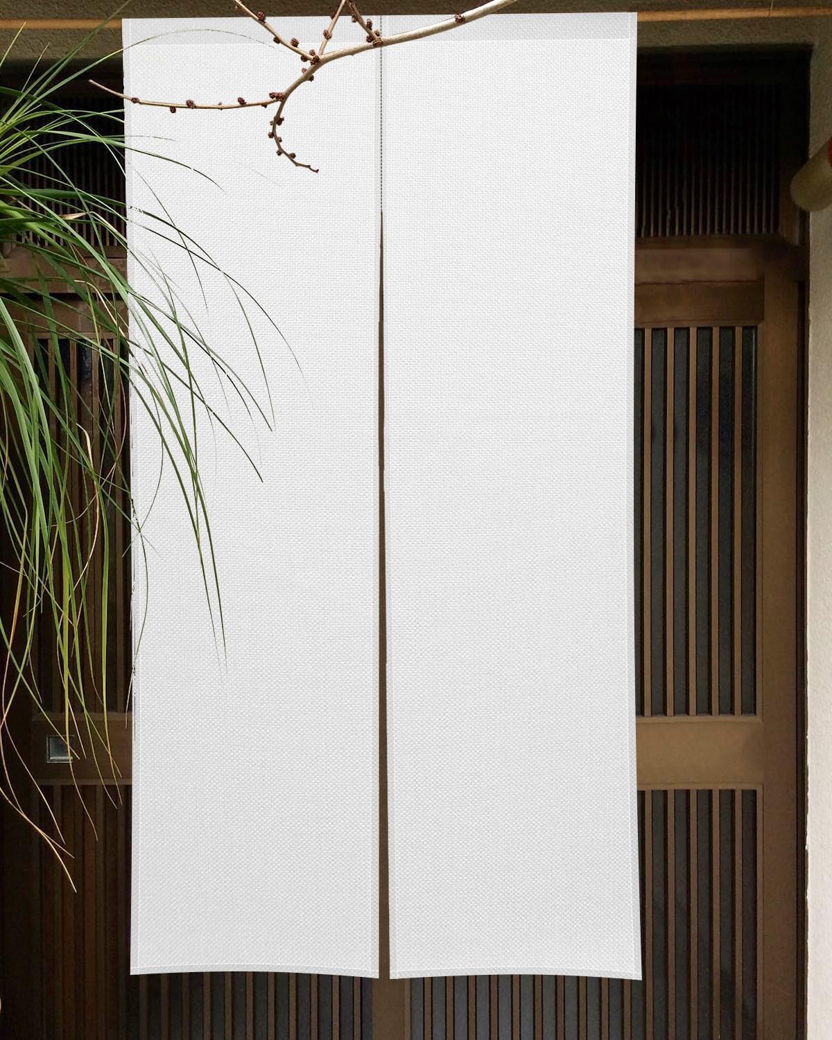 Leowefowa Pure White Japanese Noren Door Curtain