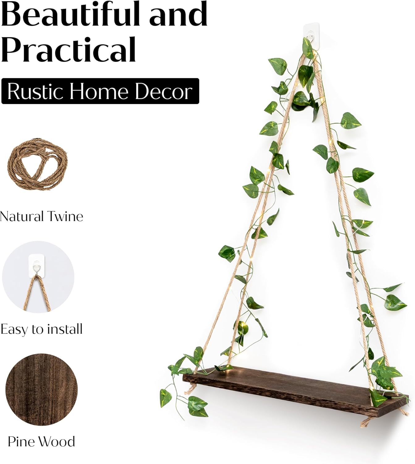 No Drill Floating Shelves for Wall Set of 2