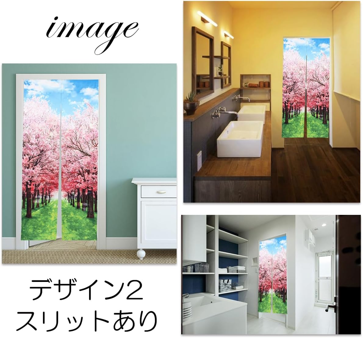 Noren Japanese Style Door Curtain with Cherry Blossoms Print