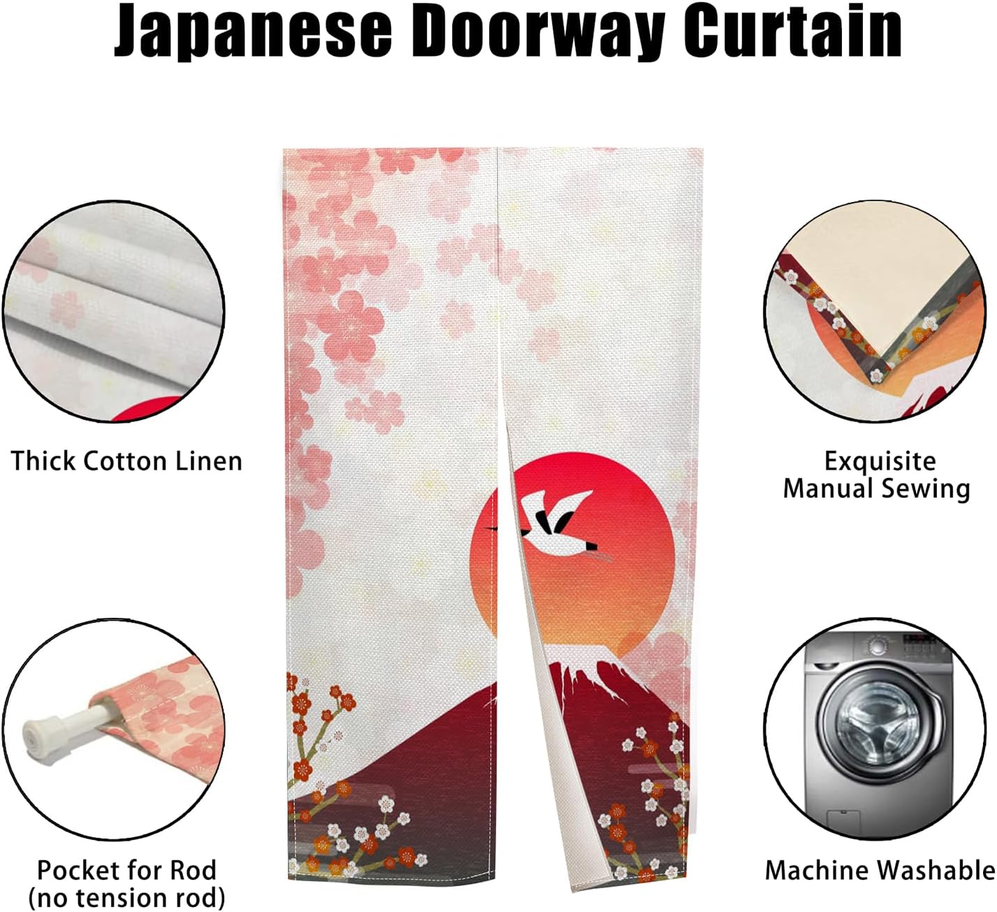 Long Japanese Noren Door Curtain Boho Style