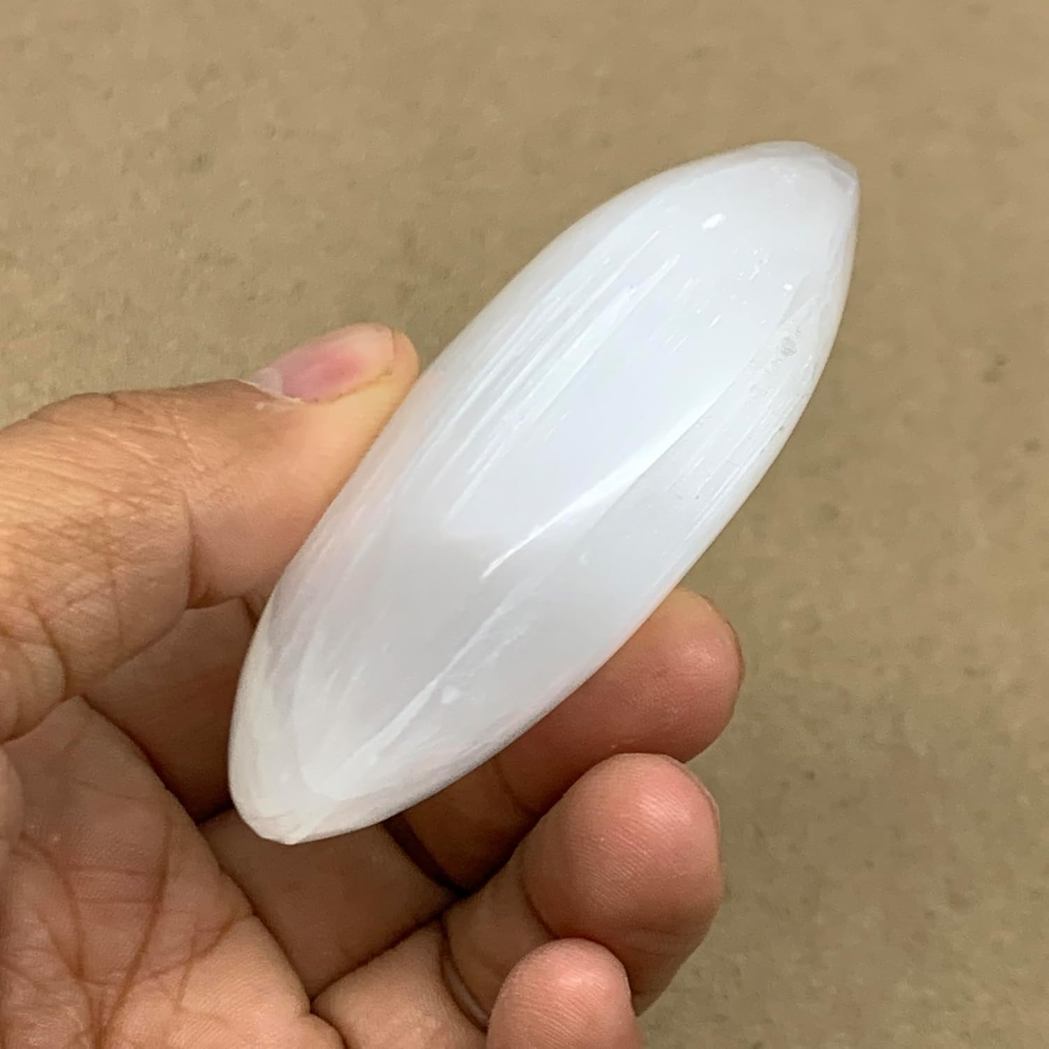 WatanGems 110g Natural Selenite Palm-Stone Crystal Pillow Shape Collectible