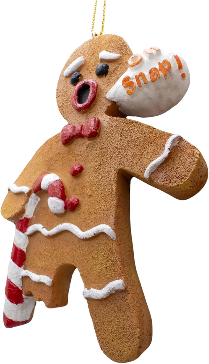 Gingerbread Man with Broken Leg Crutch Ornament