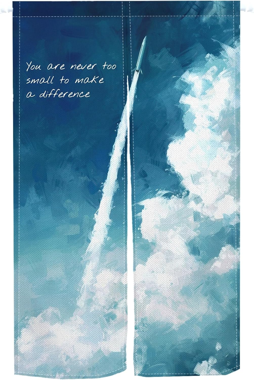 Leowefowa Japanese Noren Door Curtain Blue Sky White Cloud