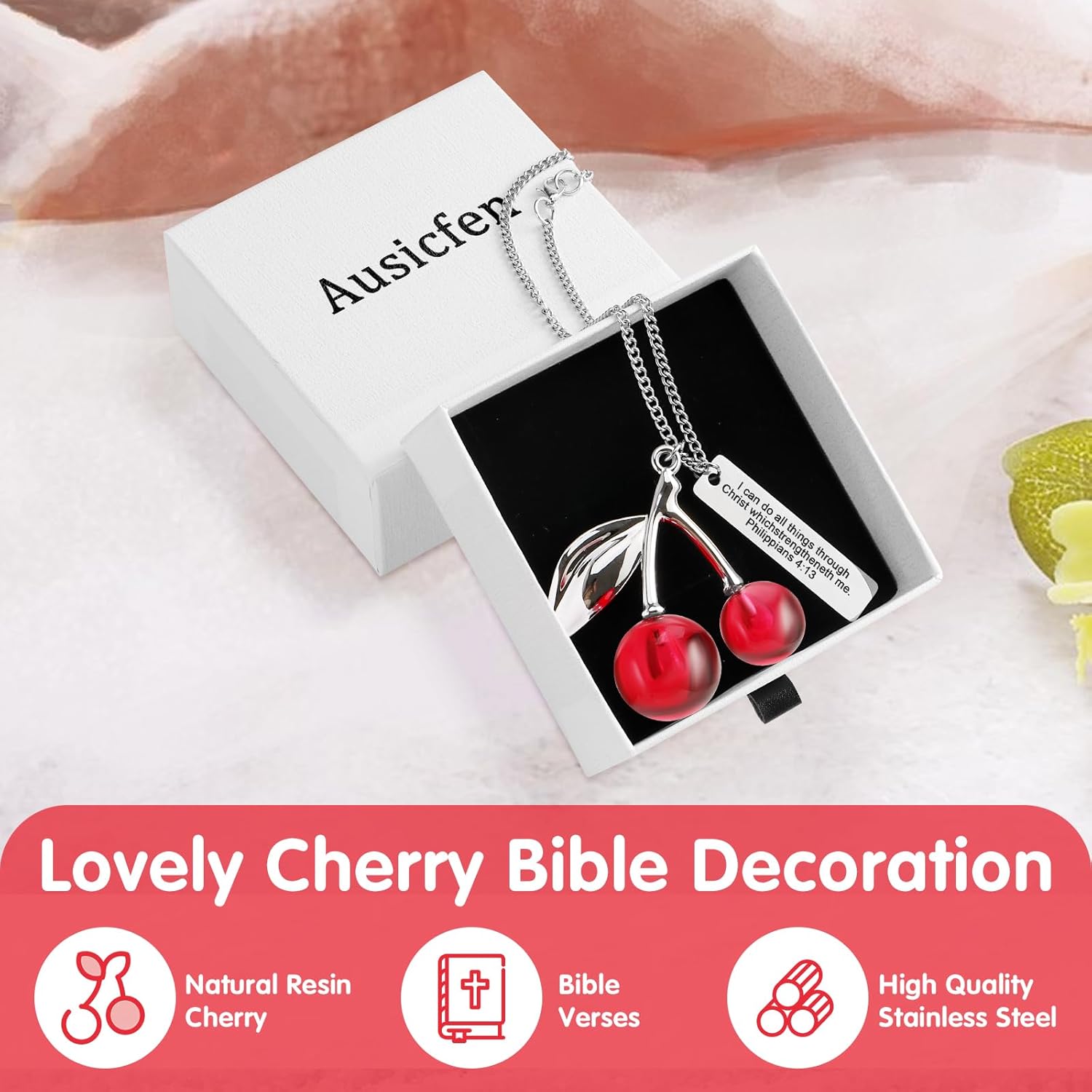 Cute Cherry Car Charm Rear View Mirror Decor