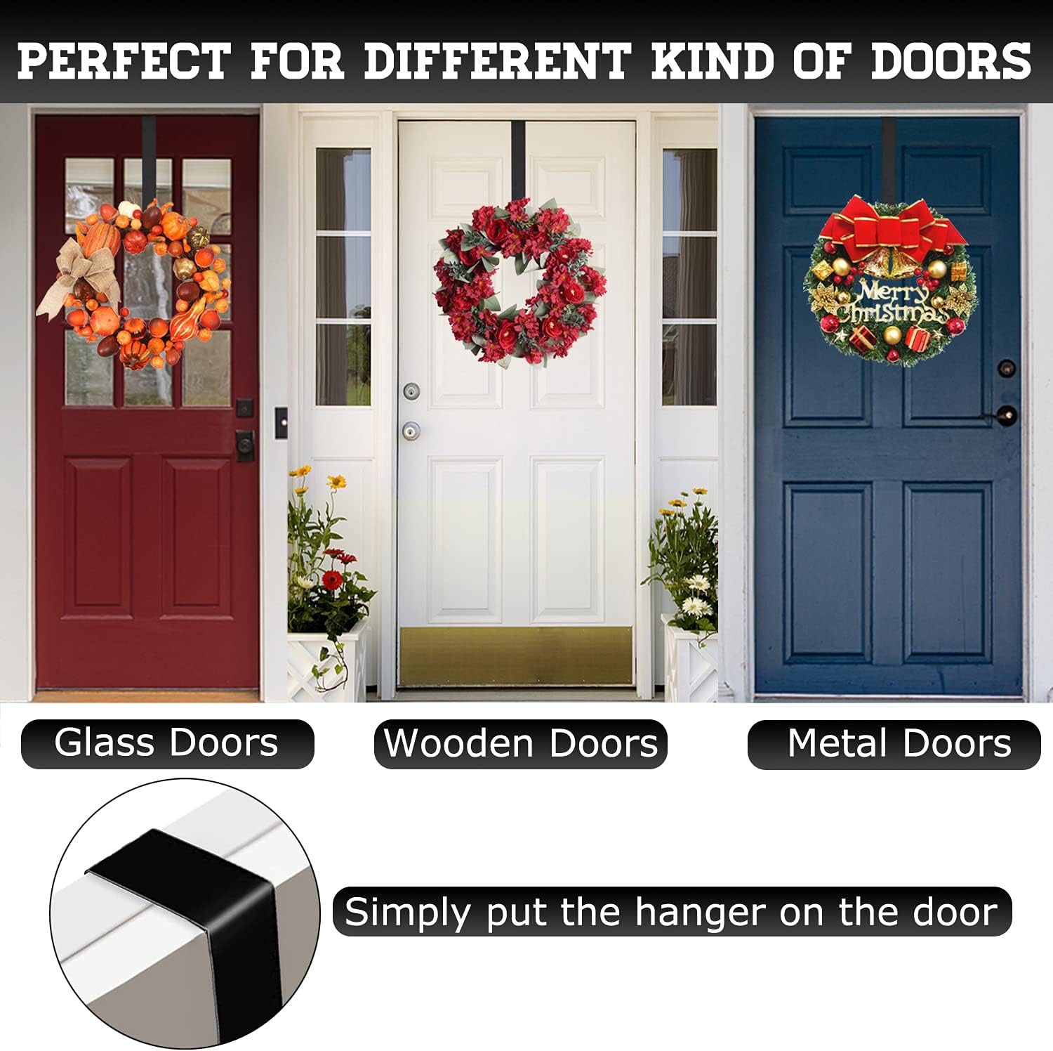 Komotu 15 Inch Wreath Hanger for Front Door