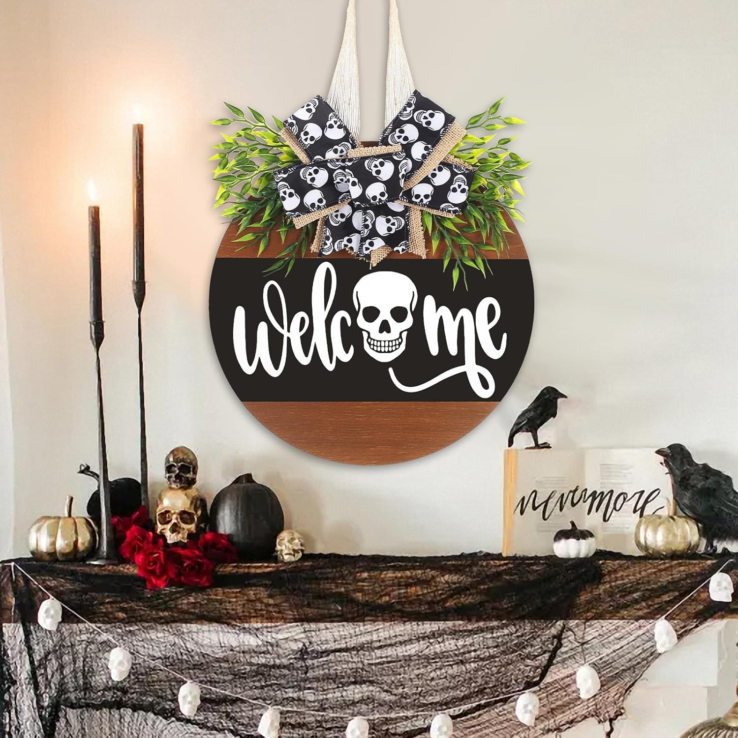 Wenmaqin Halloween Wreath Door Decor Sign