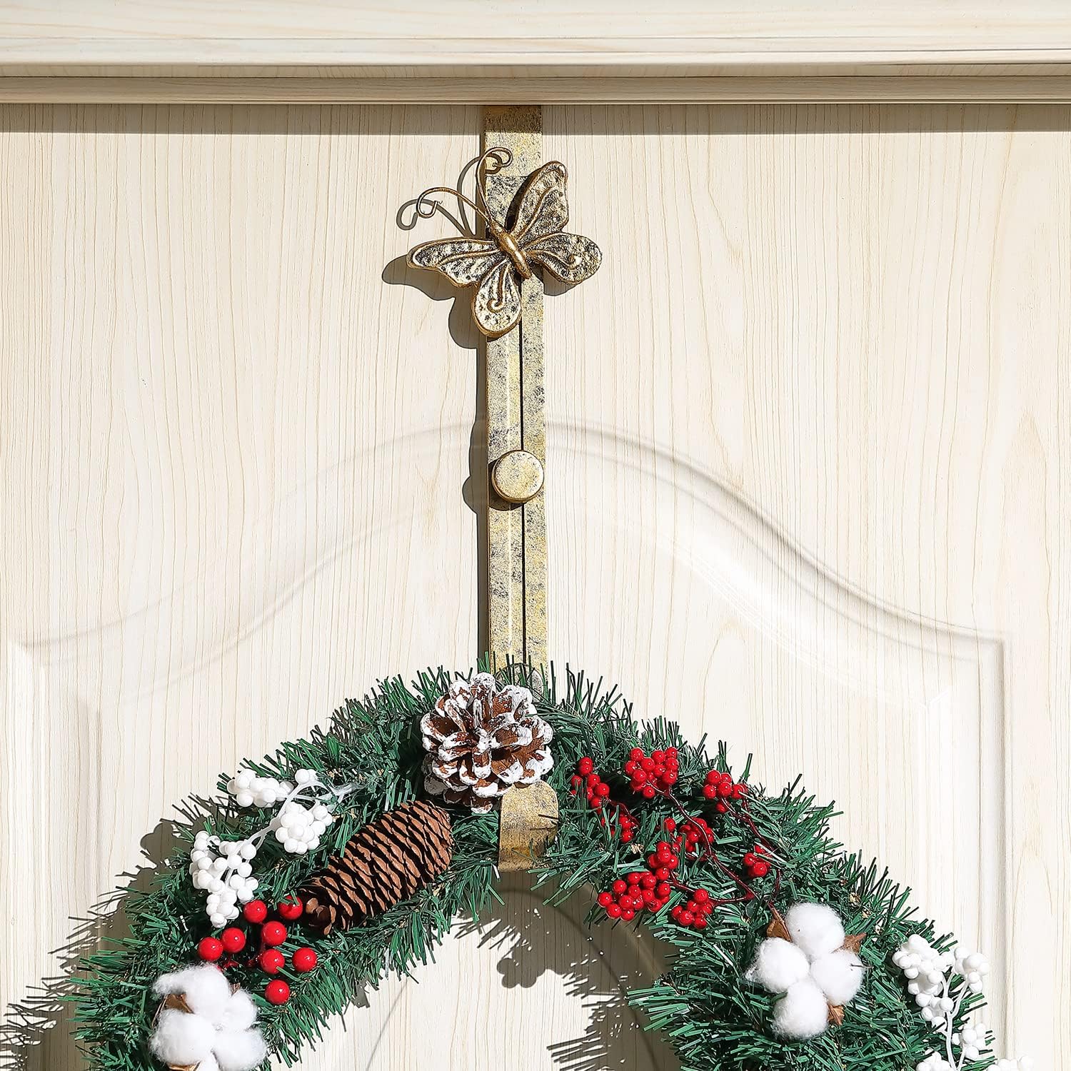2 Pack Butterfly Wreath Door Hanger 16 Inch Antique Gold