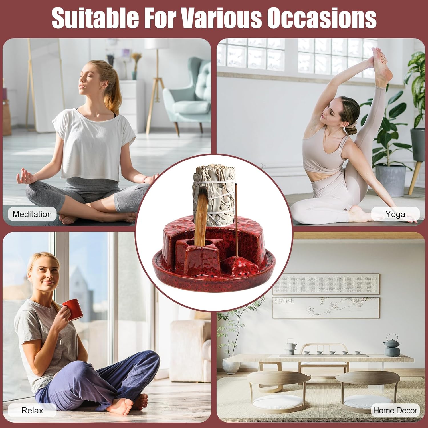 4 in 1 Incense Holder with Ceramic Ash Tray