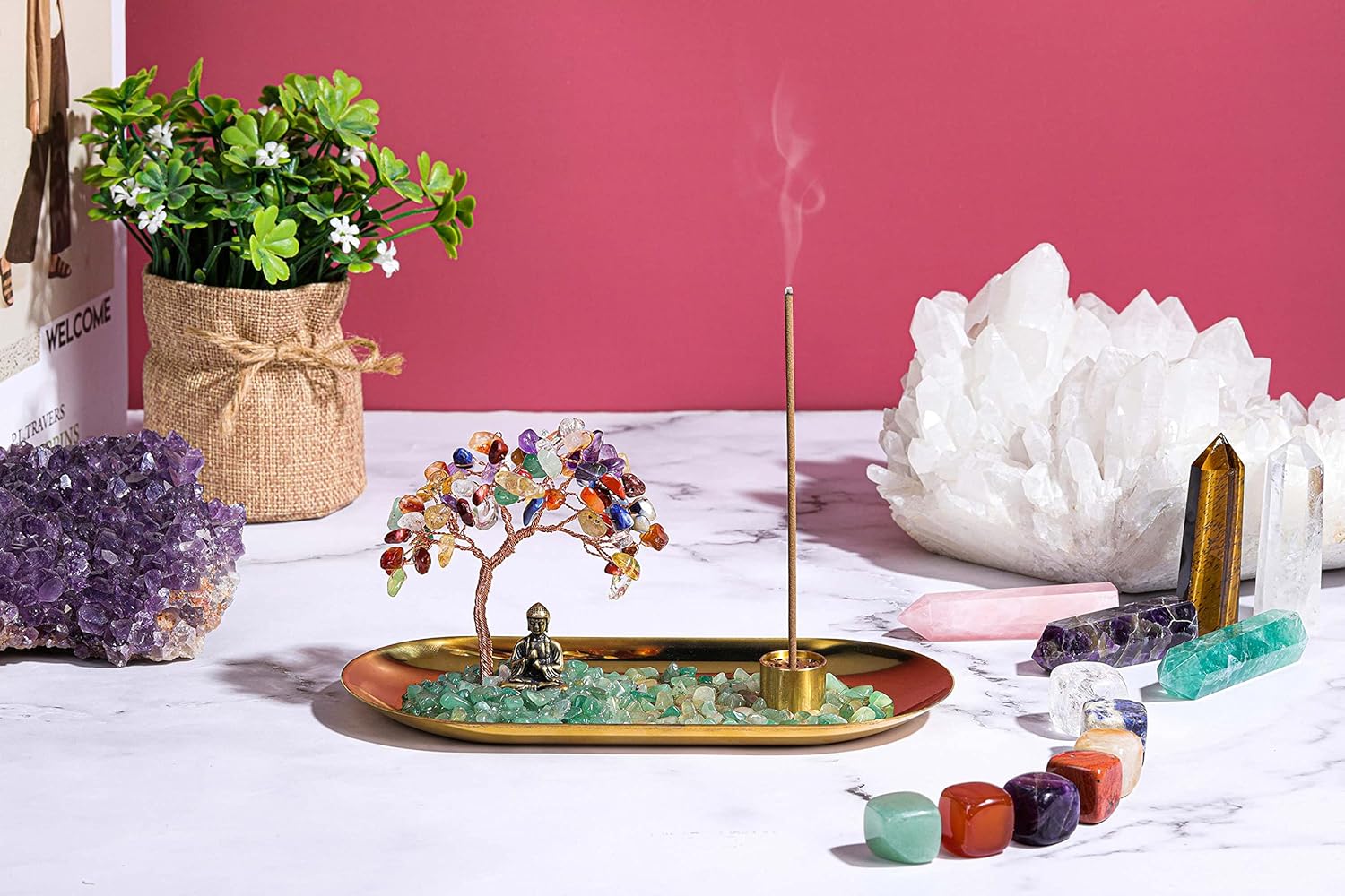 Jovivi Crystal Incense Holder for Sticks