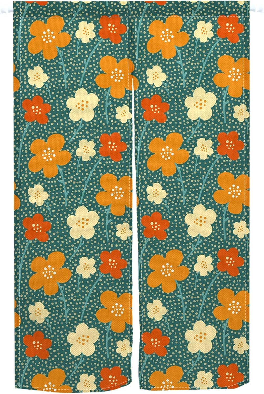 Leowefowa Retro Floral Door Curtain Panel