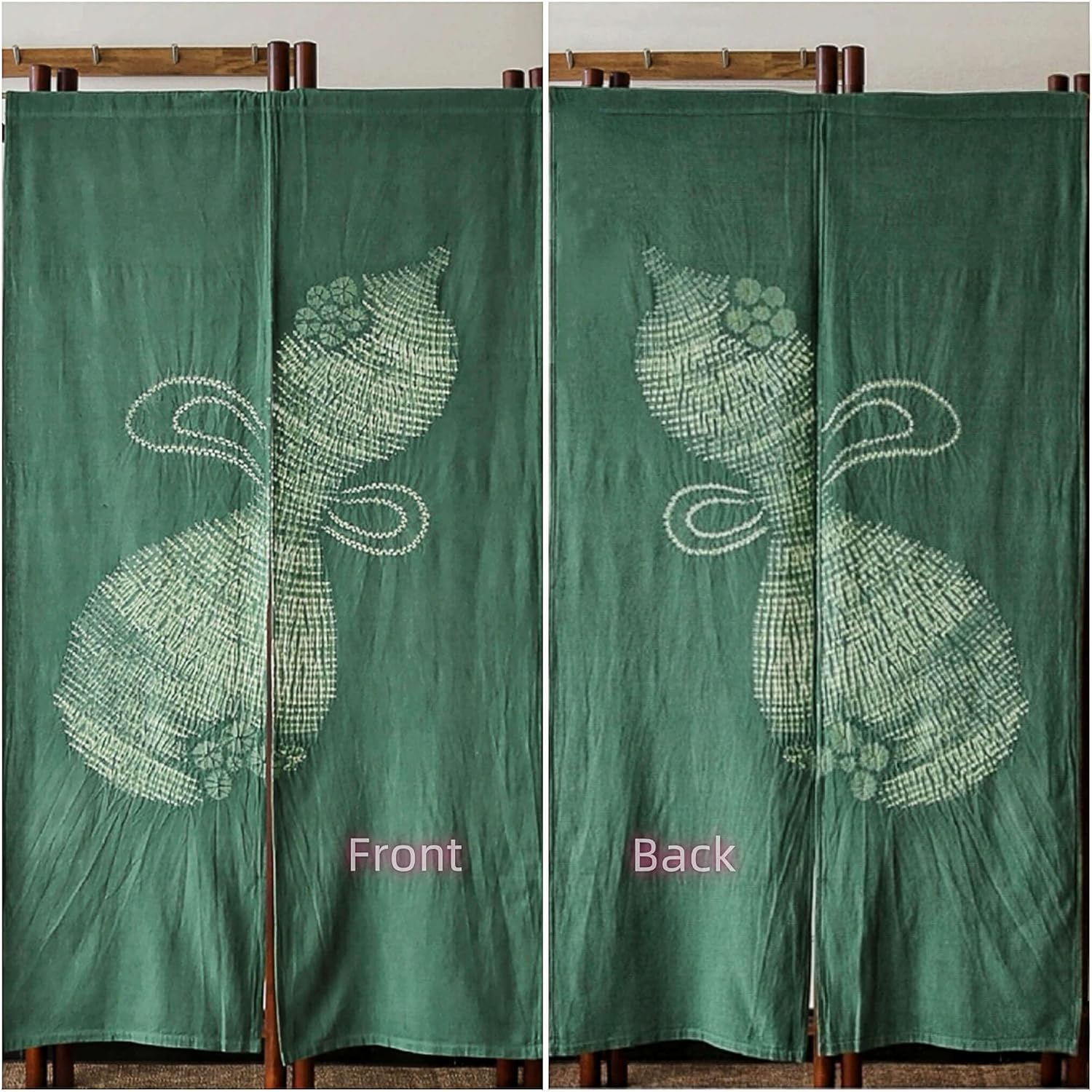 Hand Dyed Noren Japanese Door Curtain in Green 335x59in