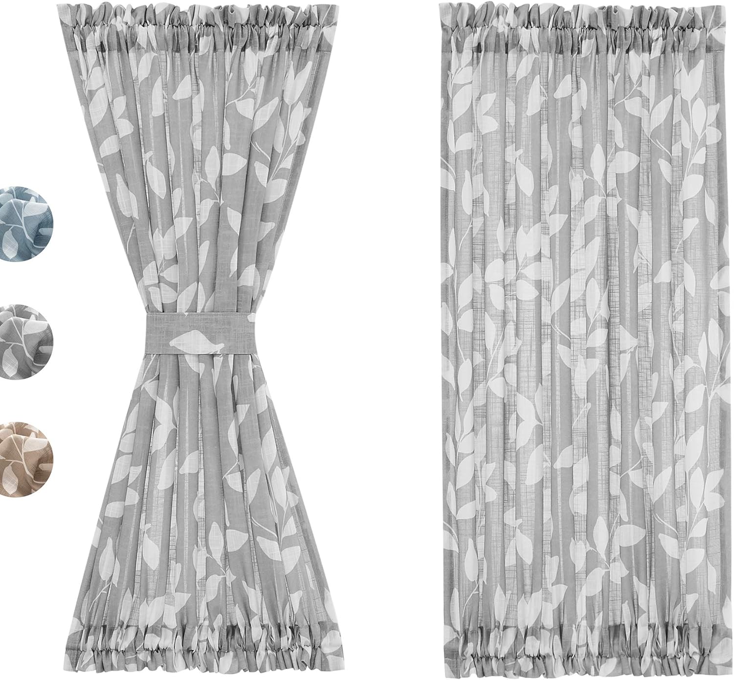 Treatmentex Leaf Print Curtain Panels for French Doors