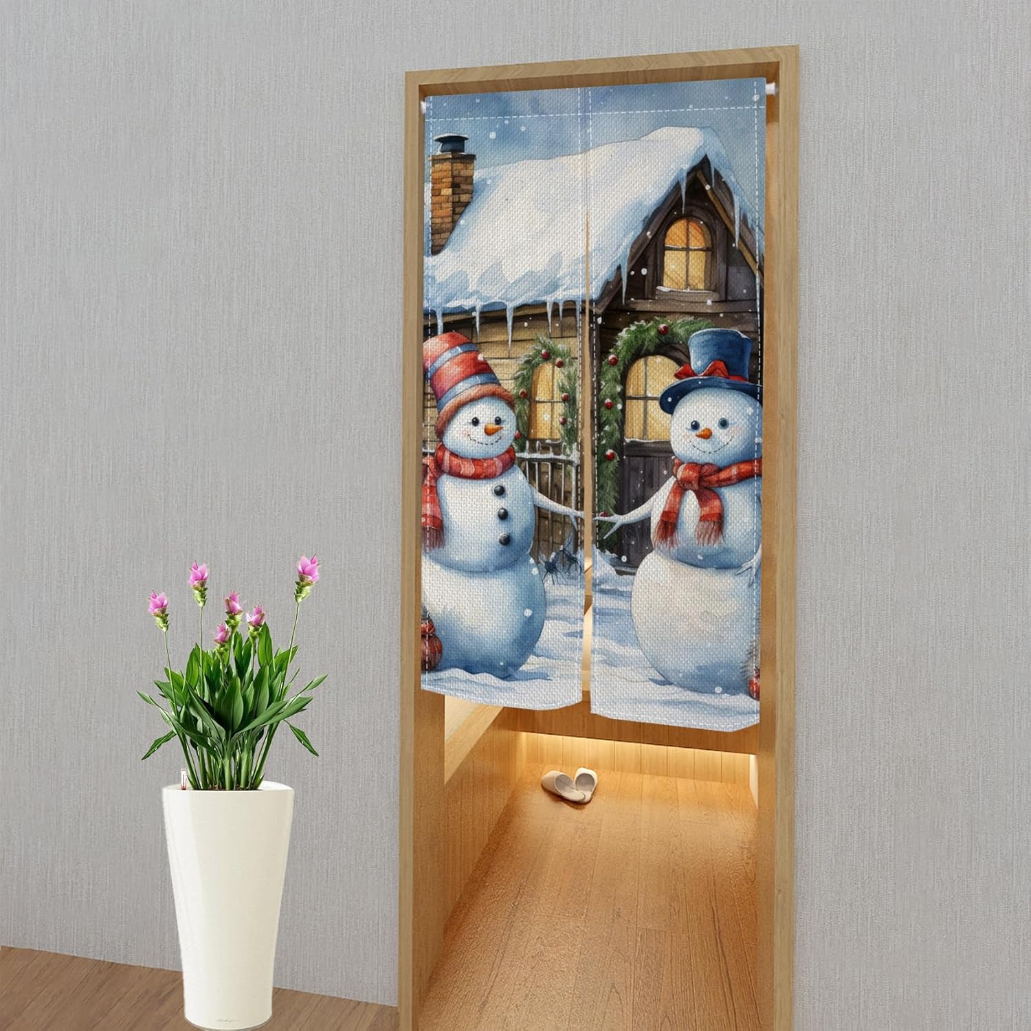 ChloropLastid Snowman Noren Door Curtain 34x60 Inch