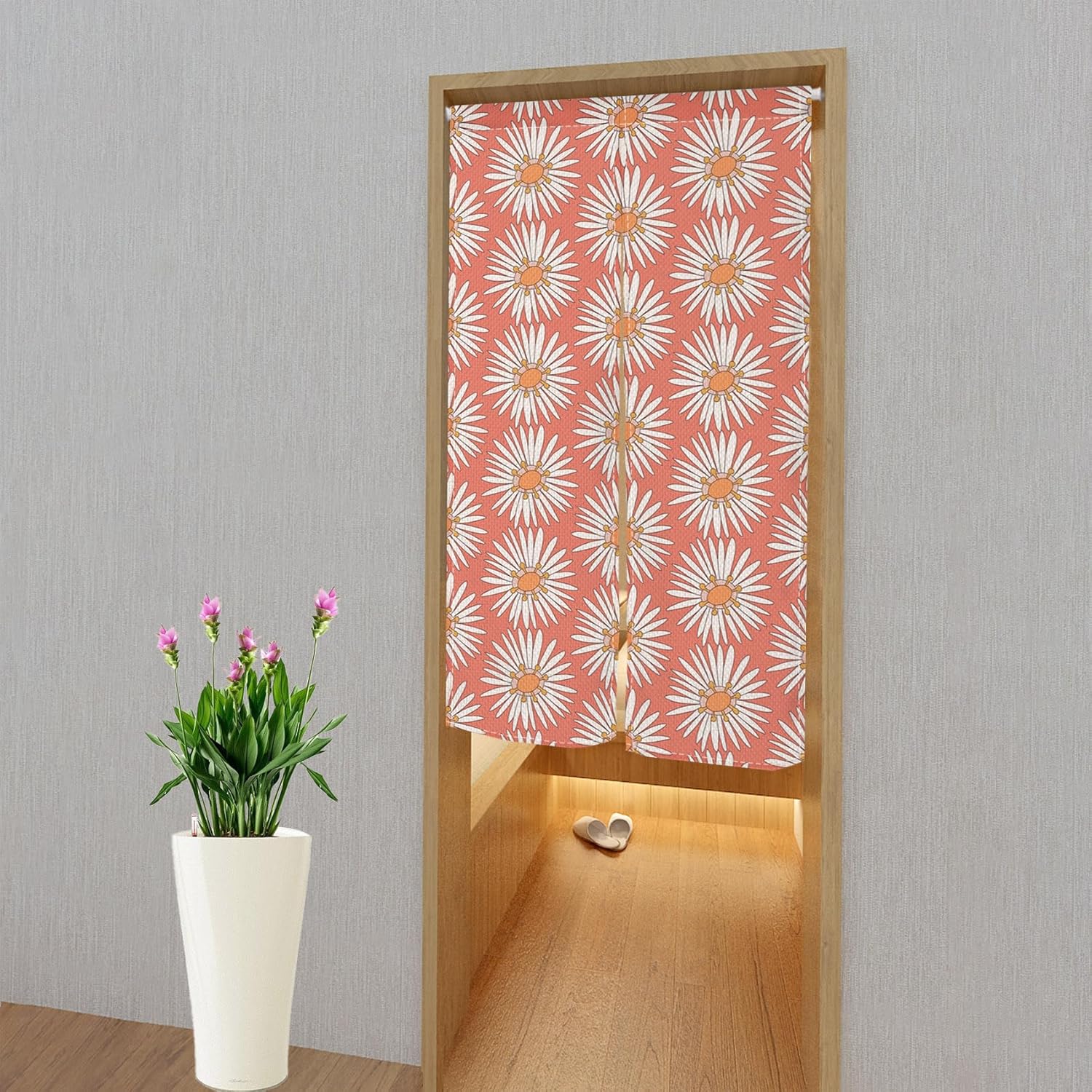 Japanese Noren Door Curtain 34x60 Pink Flower Petals