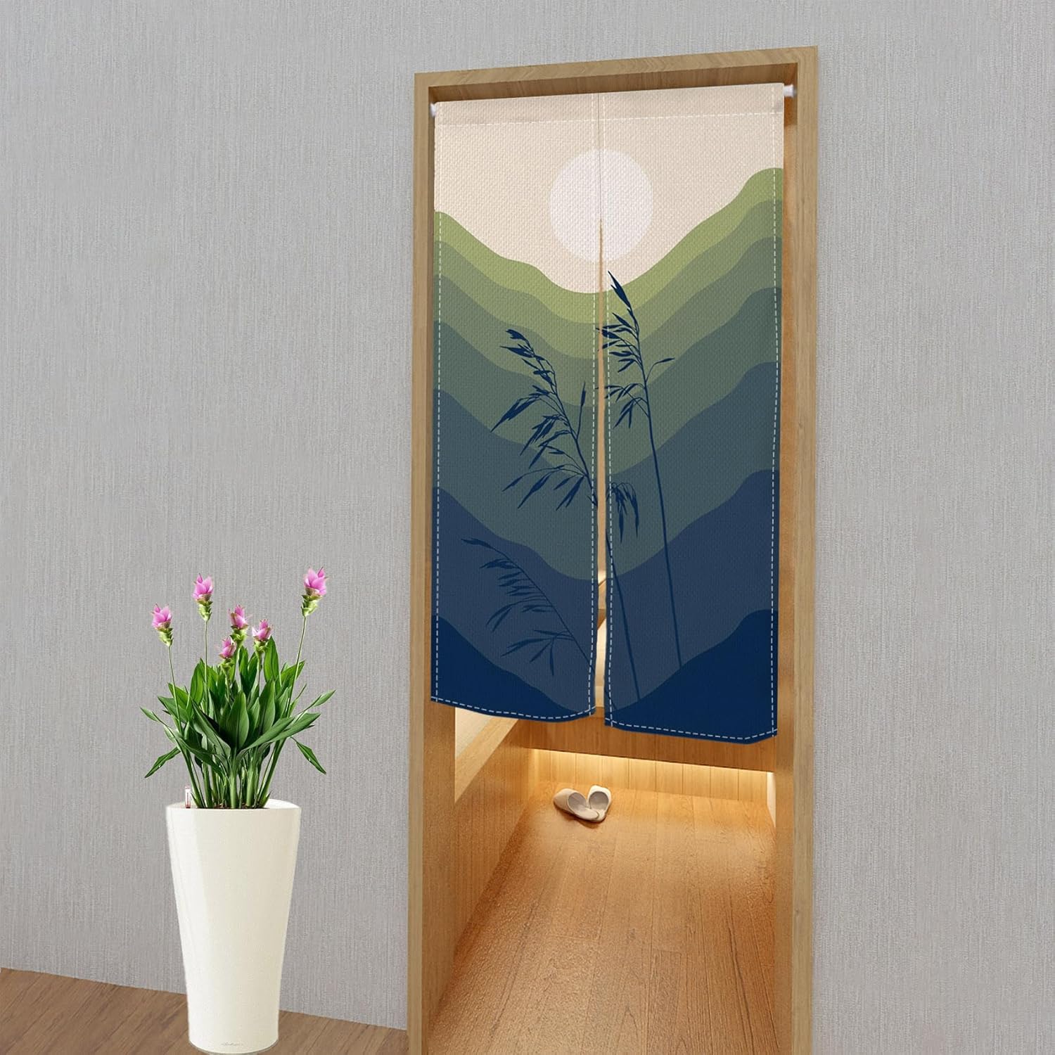 Leowefowa Japanese Noren Door Curtain Boho Style