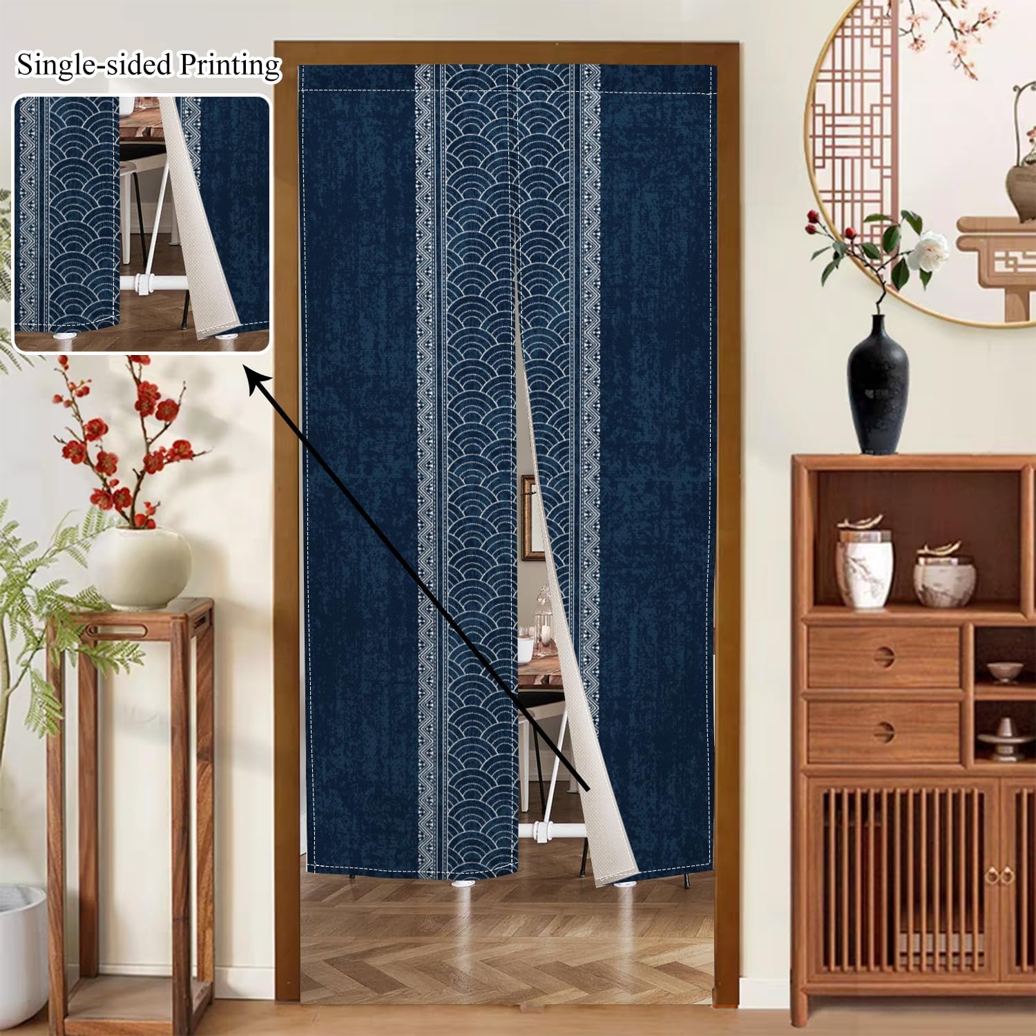Noren Doorway Curtain Royal Blue Hanging Panel