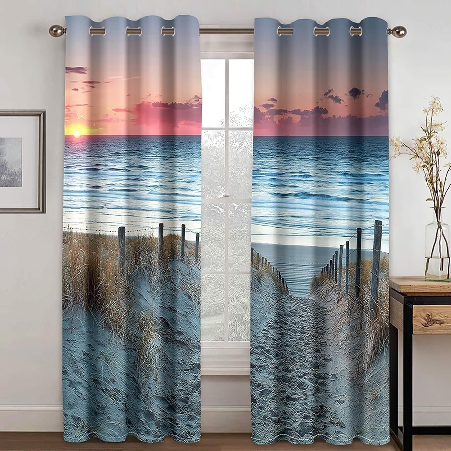 Homxi Kitchen Curtains Set of 2 with Grommet Design