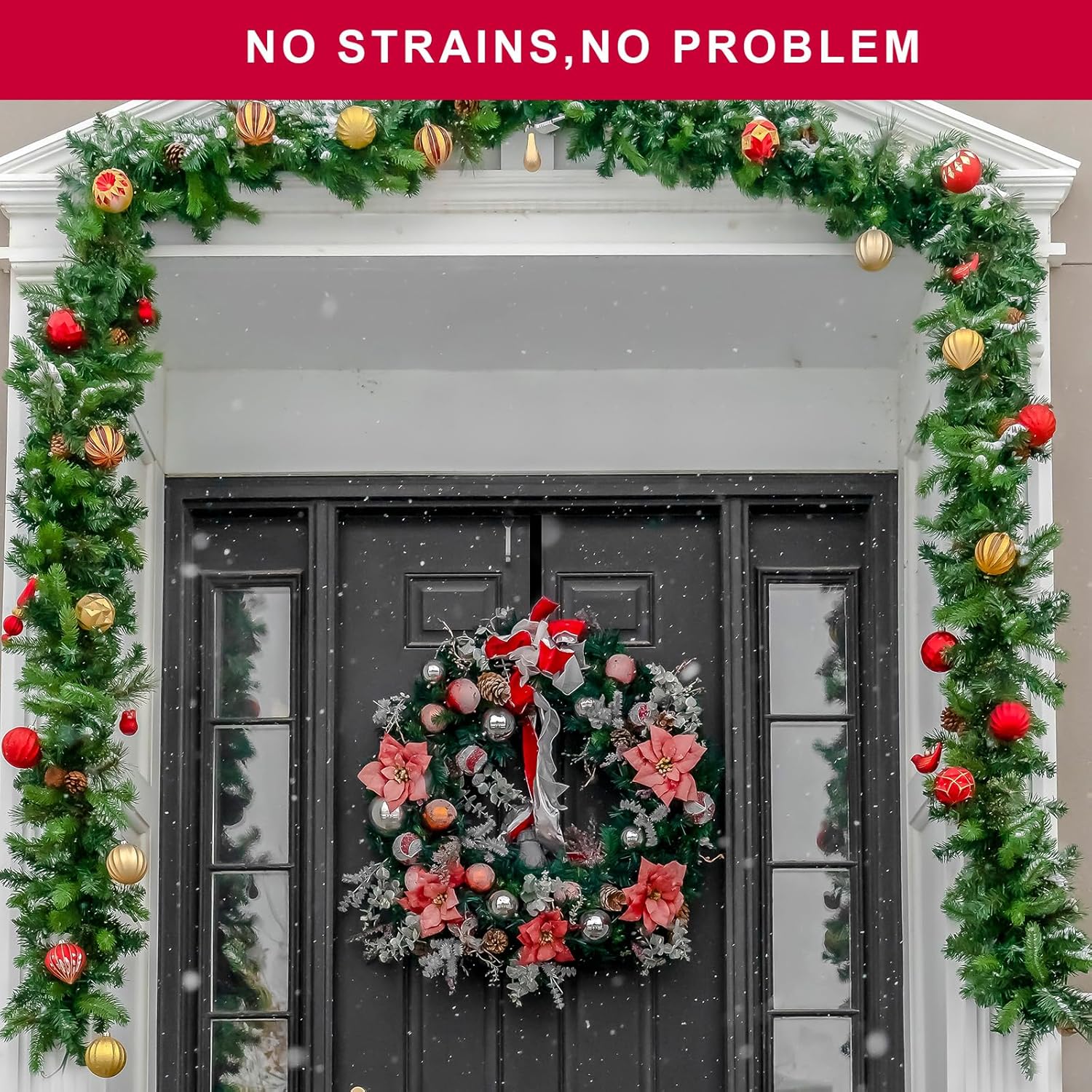 2 Pack 15 Inch Black Wreath Hanger for Front Door