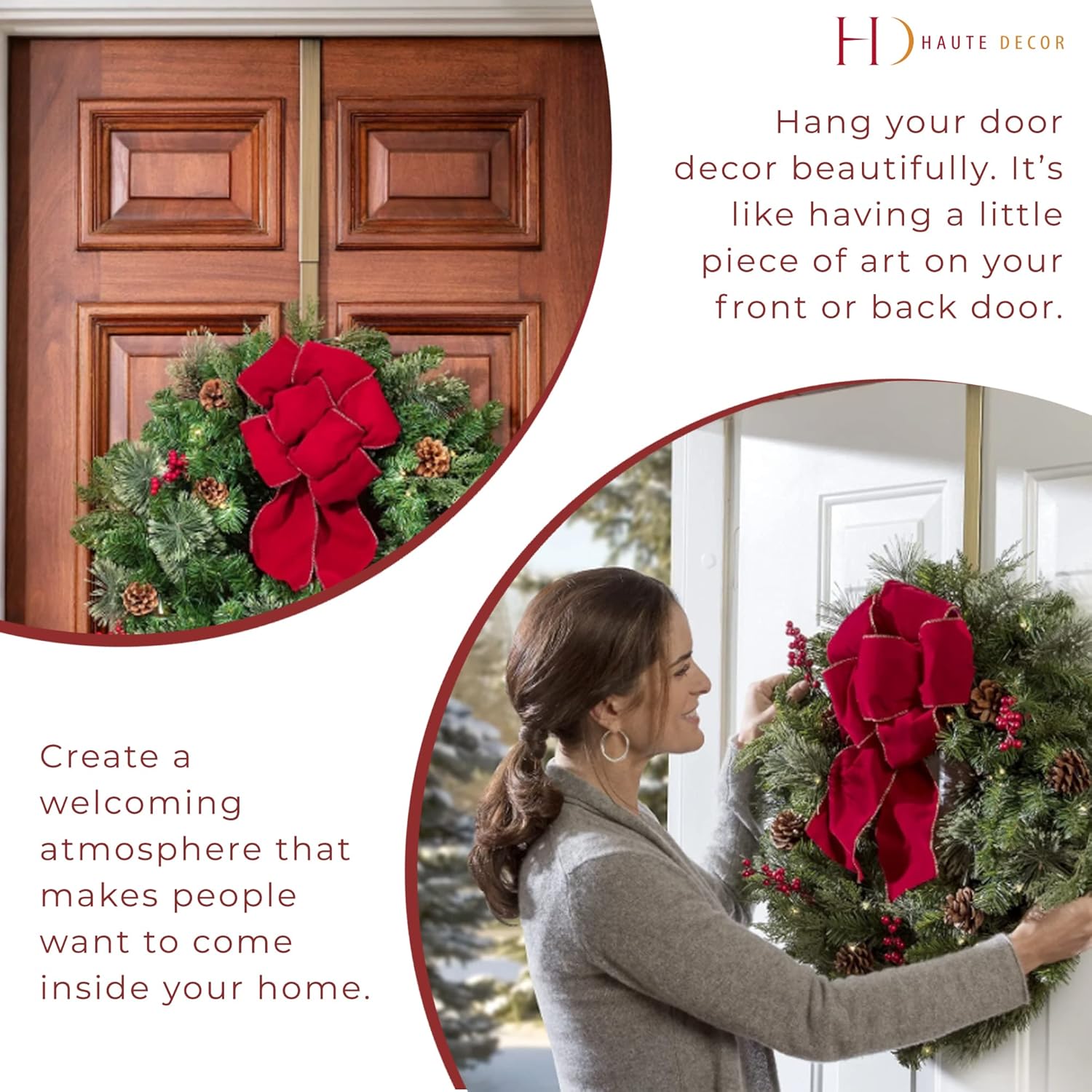 Haute Decor Adjustable Wreath Hanger 2-Pack Antique Brass