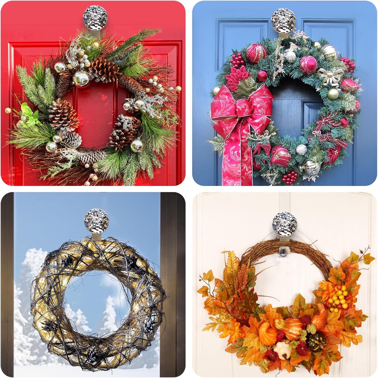 2pcs Suction Cup Wreath Hanger for Glass Windows and Doors