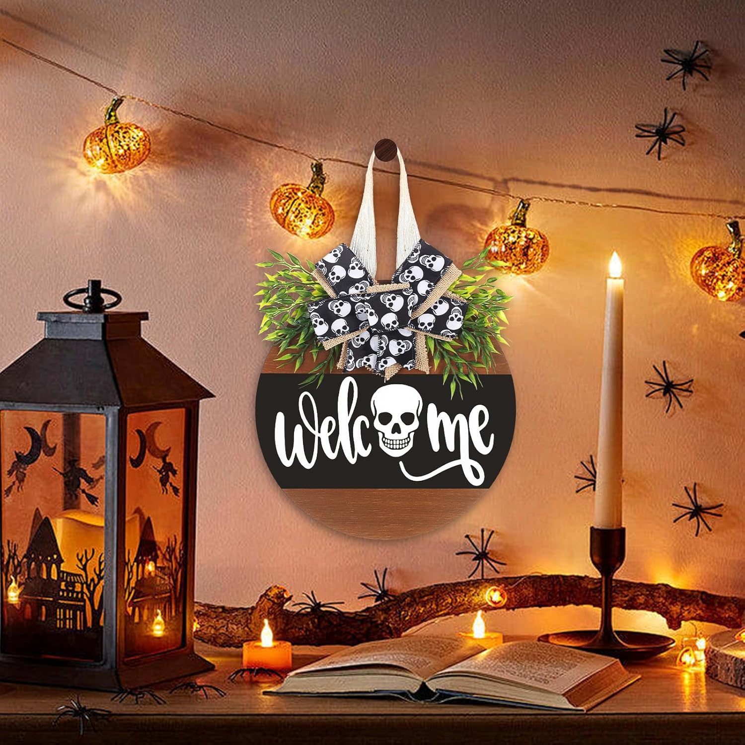 Wenmaqin Halloween Wreath Door Decor Sign