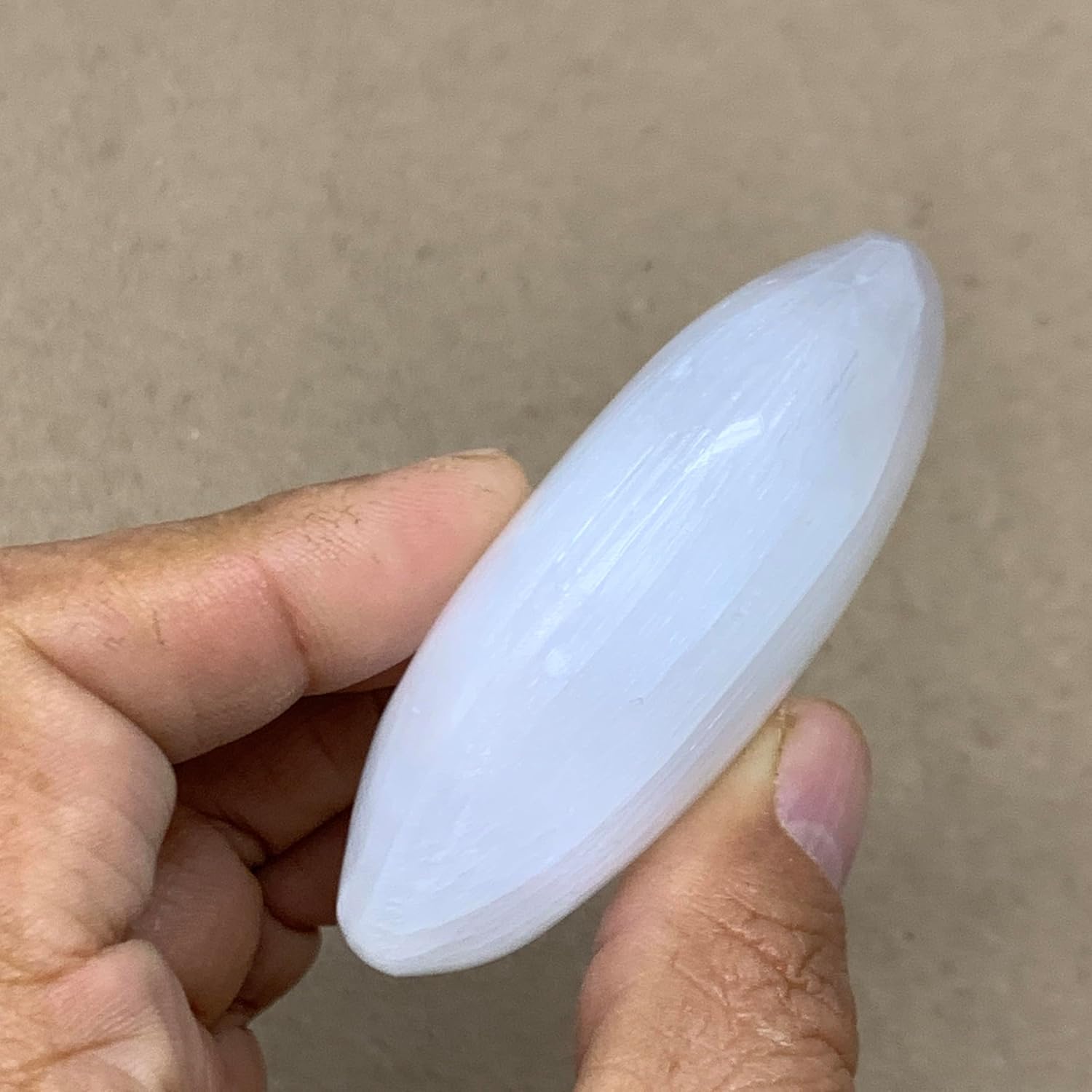 WatanGems 97g Selenite Palm-Stone Crystal Pillow Shape