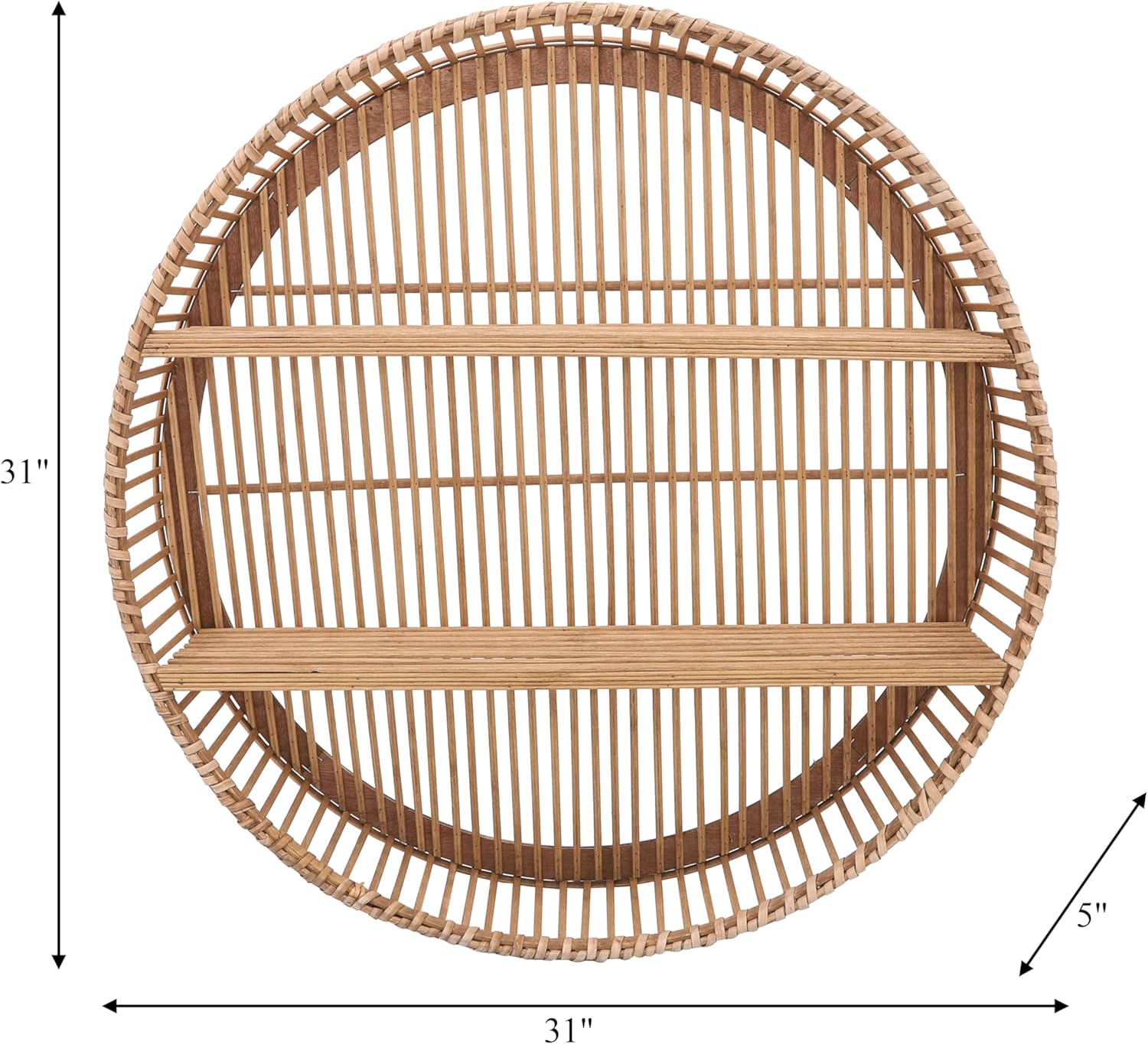 Sagebrook Home Bamboo Wall Shelf - 31 Boho Floating Shelf