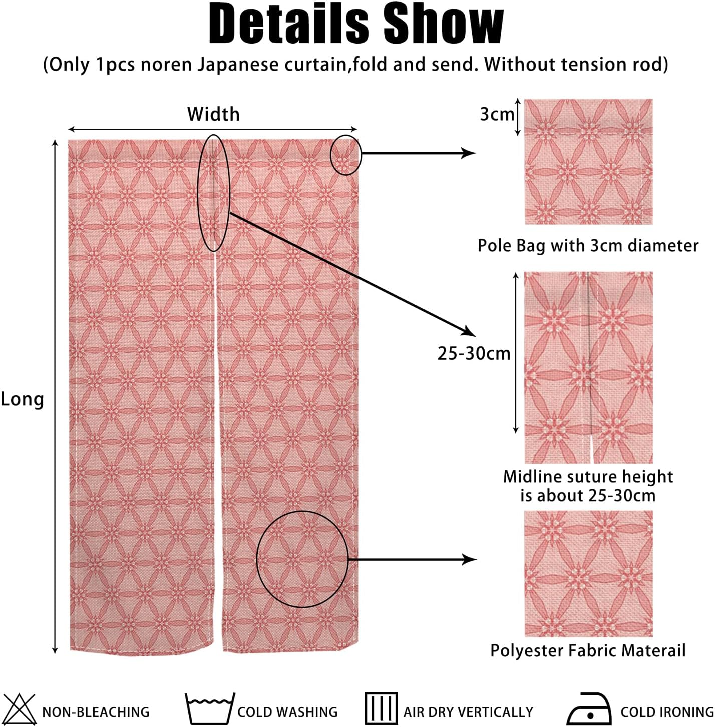 Blooming Flowers Door Tapestry Japanese Noren Curtain 34x60