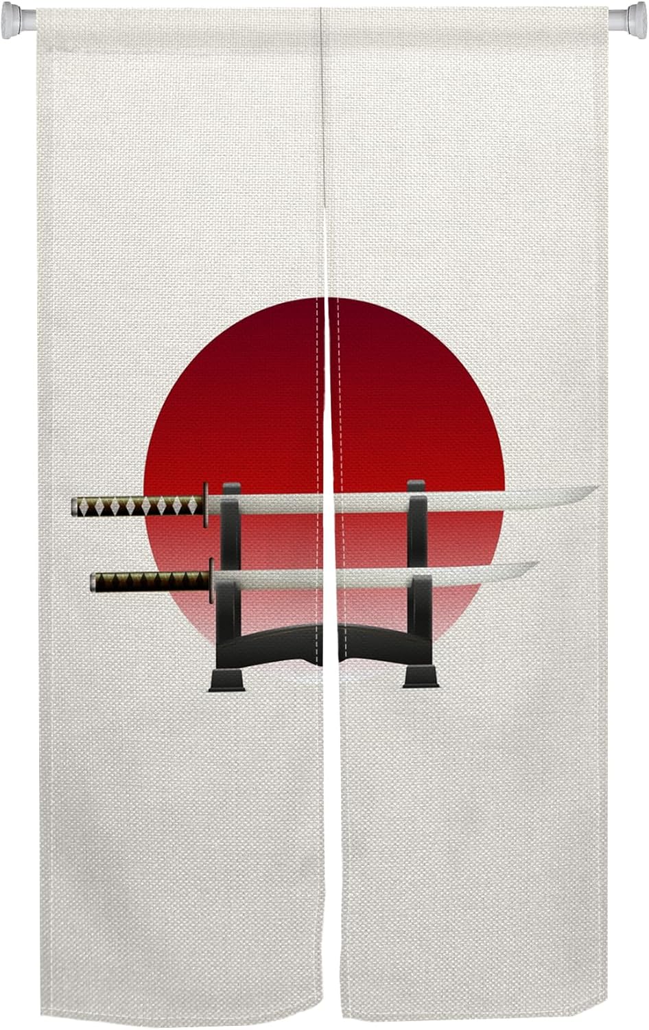 Japanese Style Traditional Noren Door Curtain Red Sun Pattern