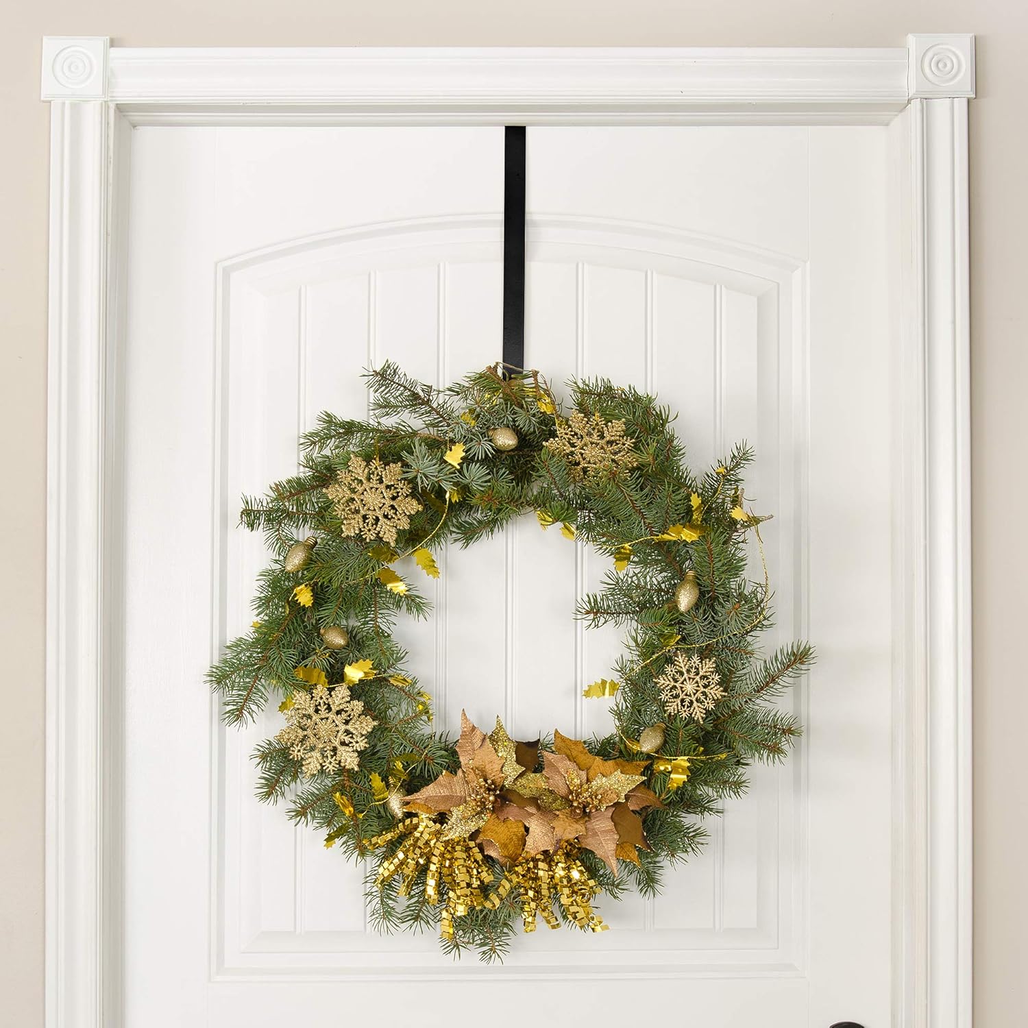RND Thin Metal Over Door Wreath Hanger Hook - Black 15 Inch