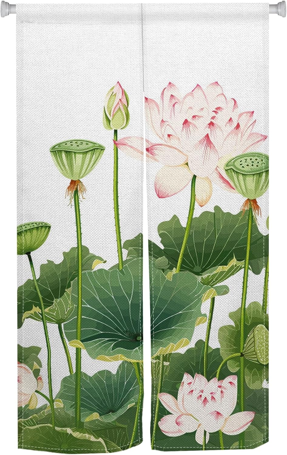 Japanese Noren Door Curtain with Lotus Print