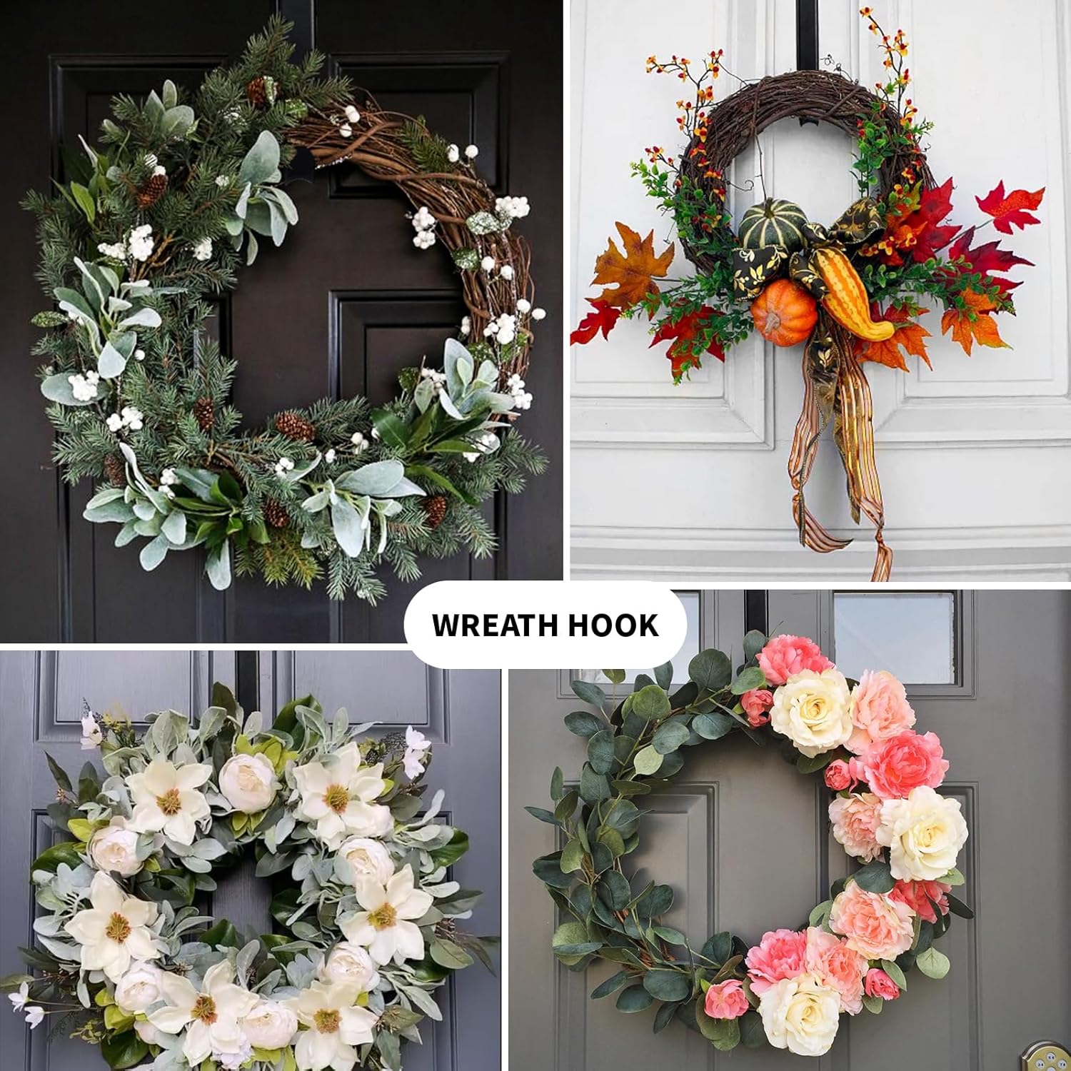 Adjustable Wreath Hanger for Front Door 2 Pack