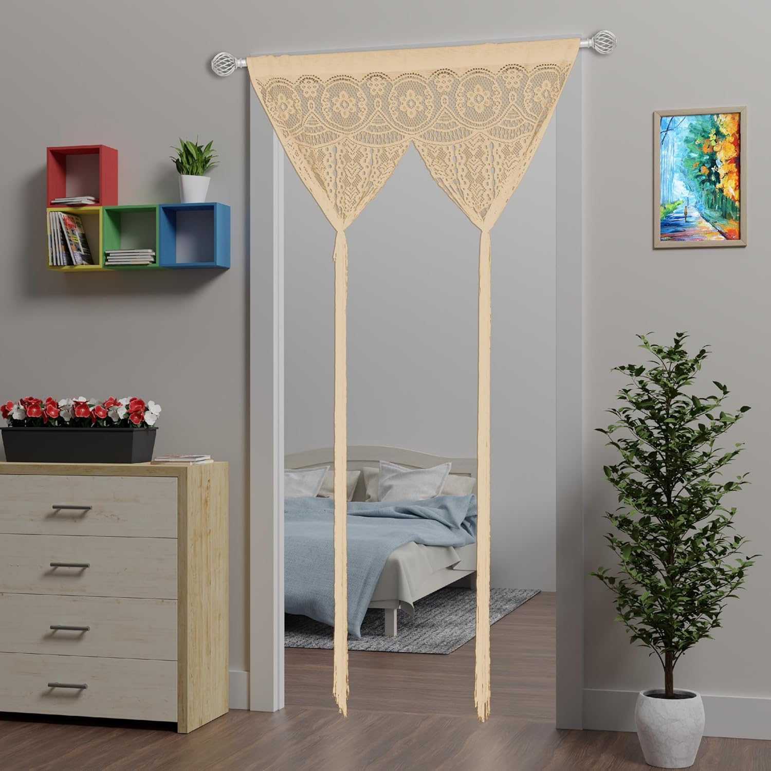 Atsweetlife Lace Door String Curtain 39x79in